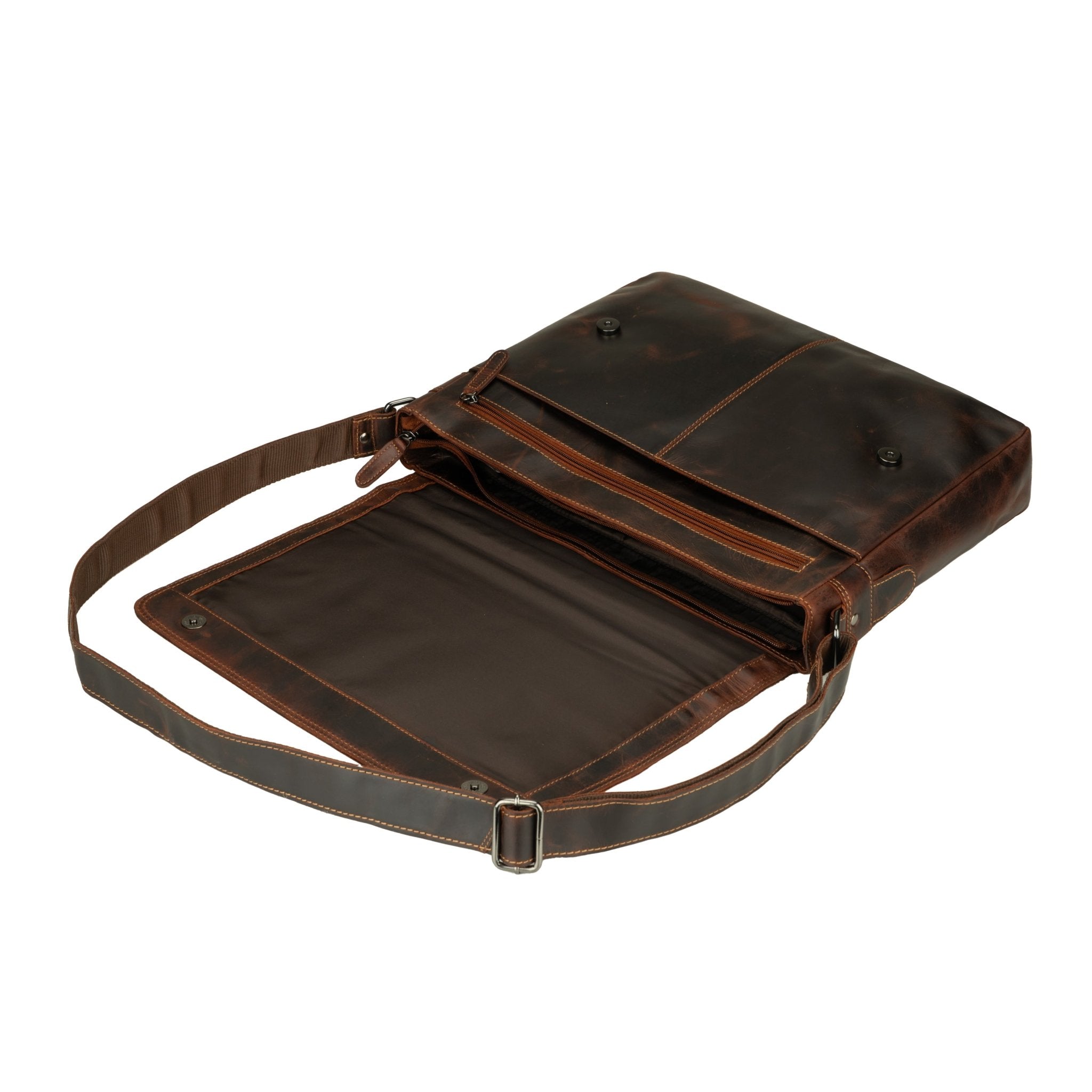 Richmond Full Grain Leather Laptop Messenger Bag 16 Inch for Men, Work Bag, Espresso - Minori Leather