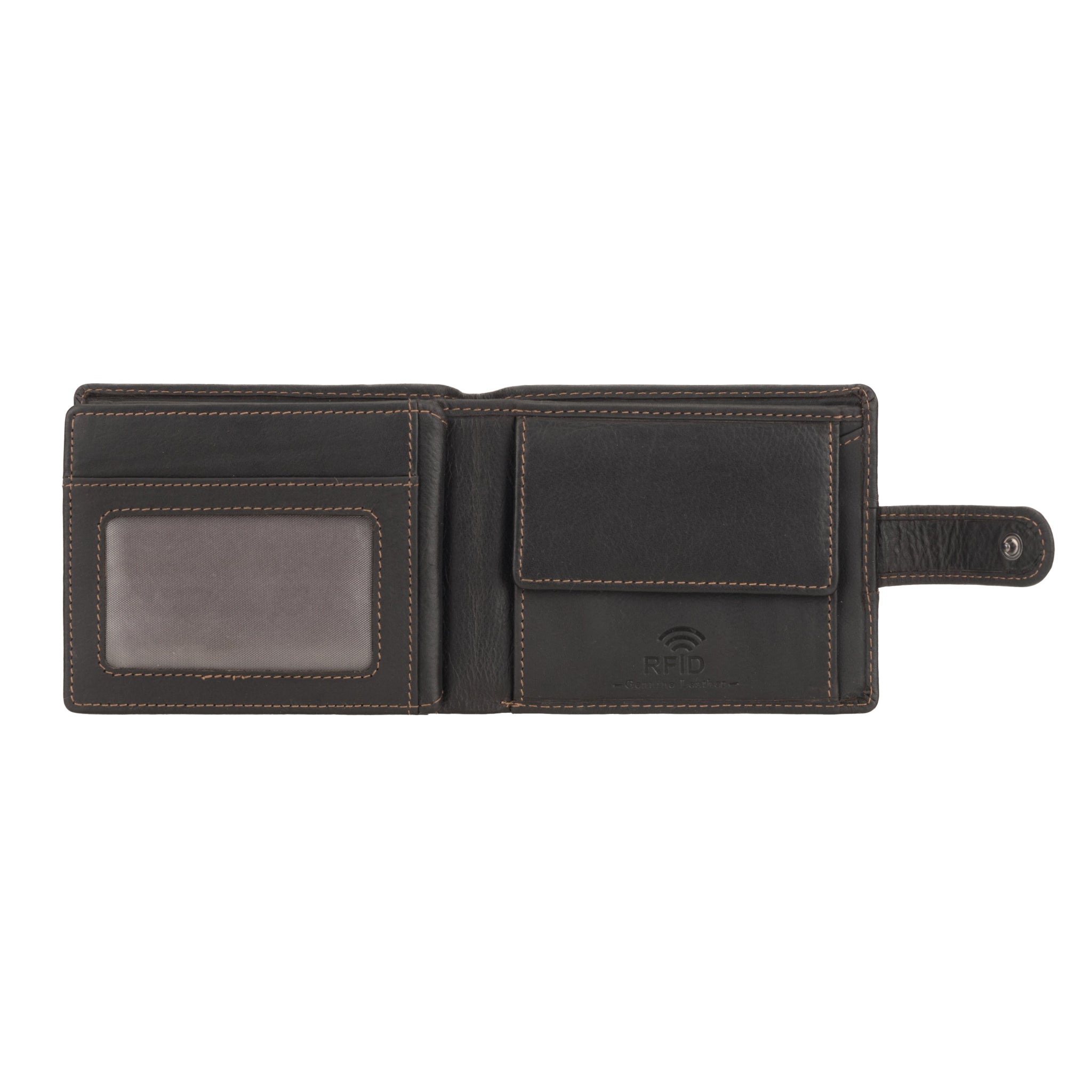 Brown Minori leather wallet with card holder on a white background