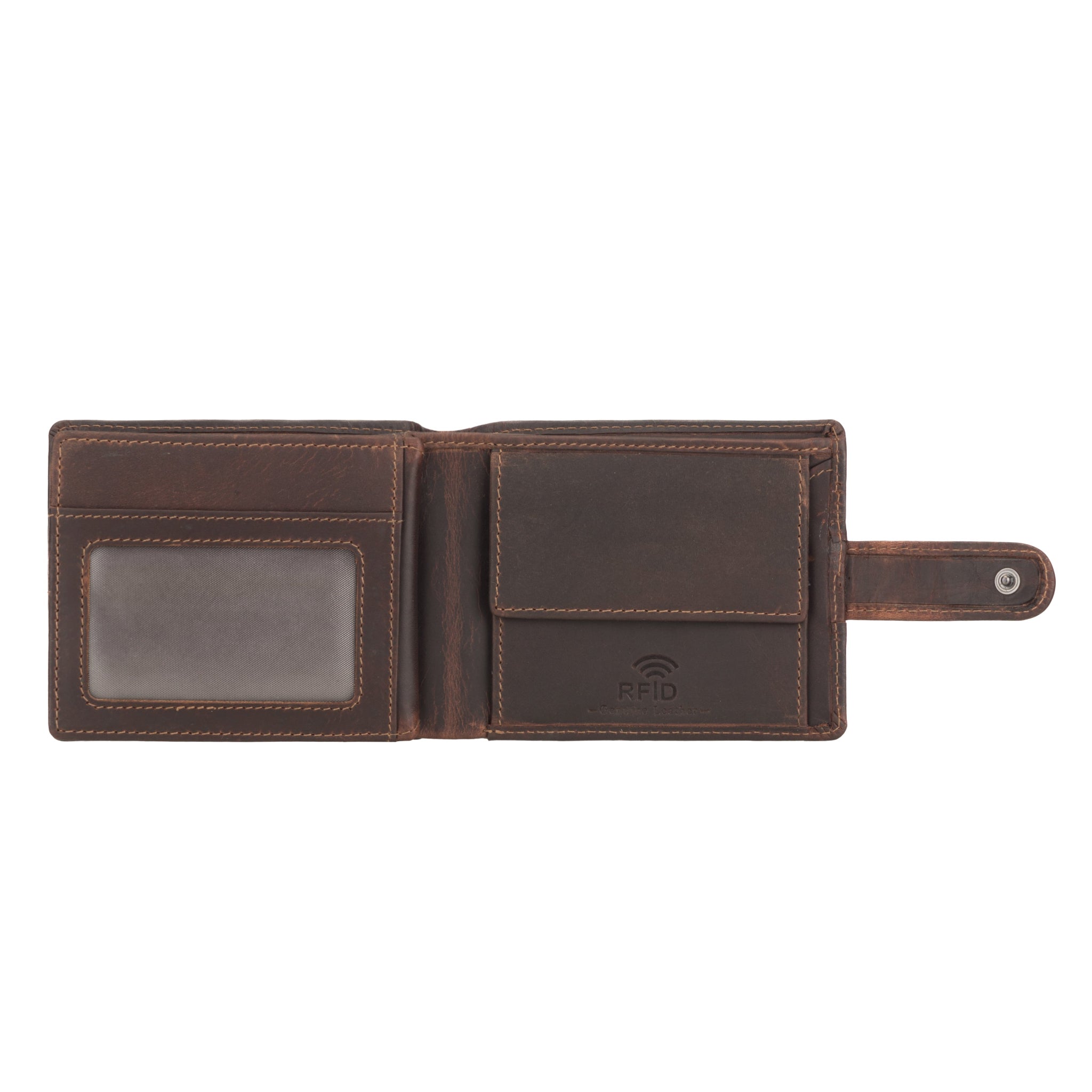 Brown Minori leather wallet with visible brand logo on a white background