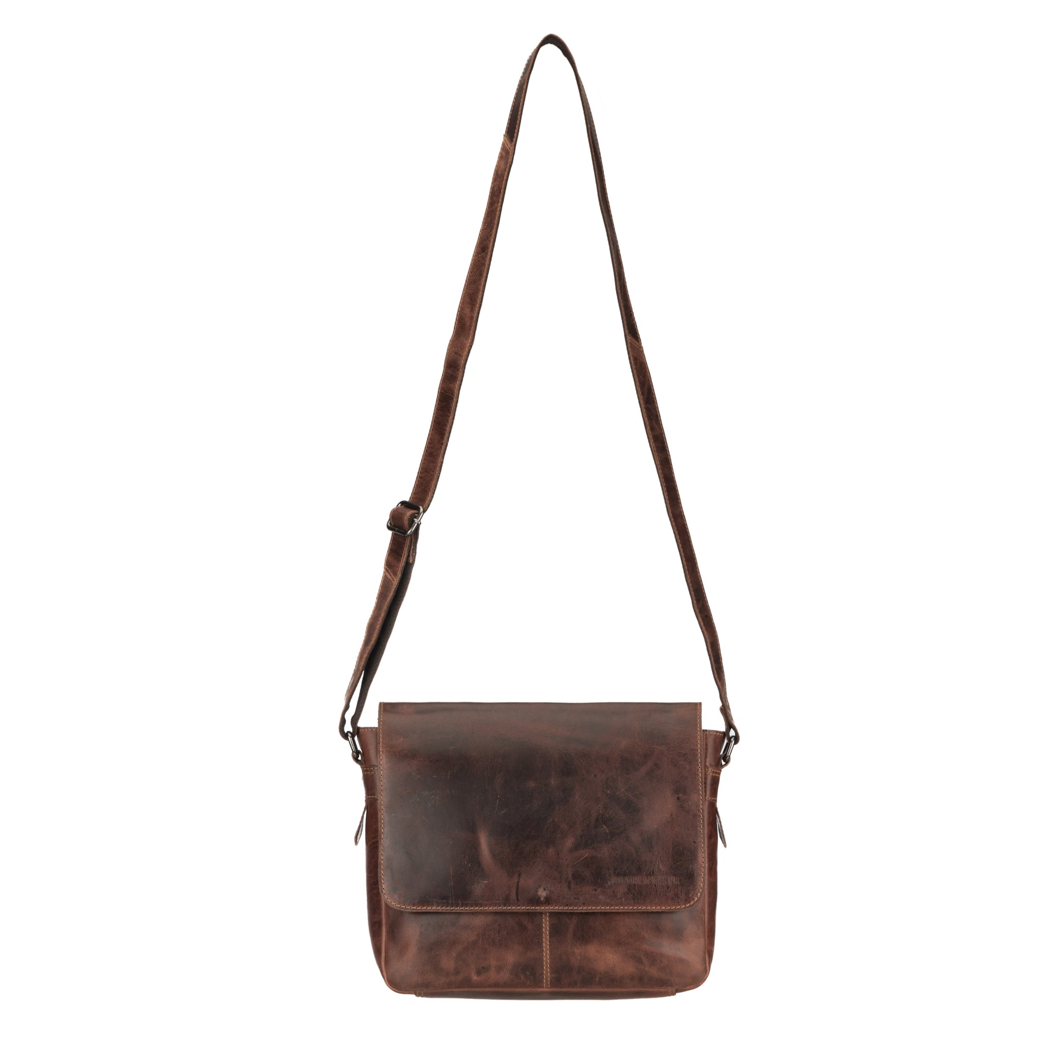 Brown Minori leather shoulder bag on a white background