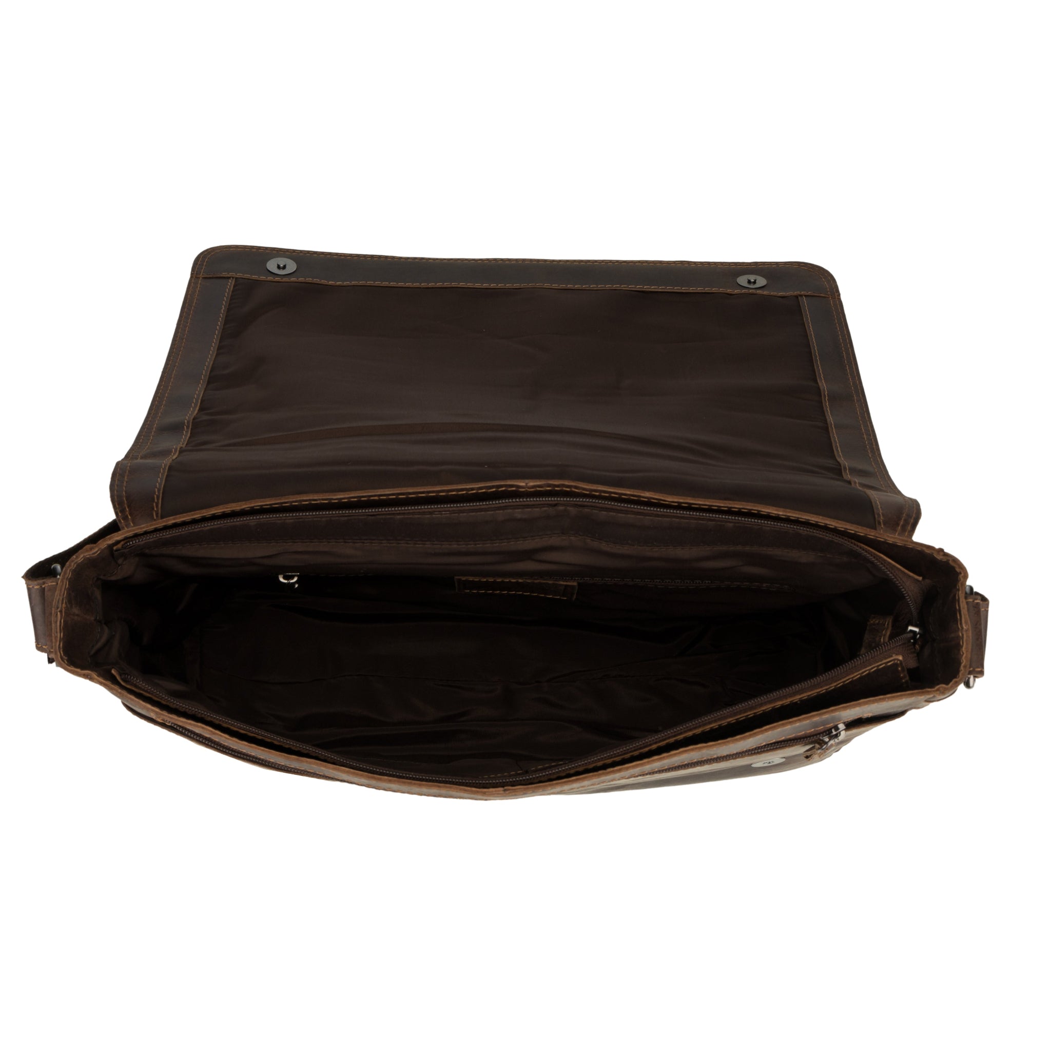 Brown Minori leather briefcase on a white background