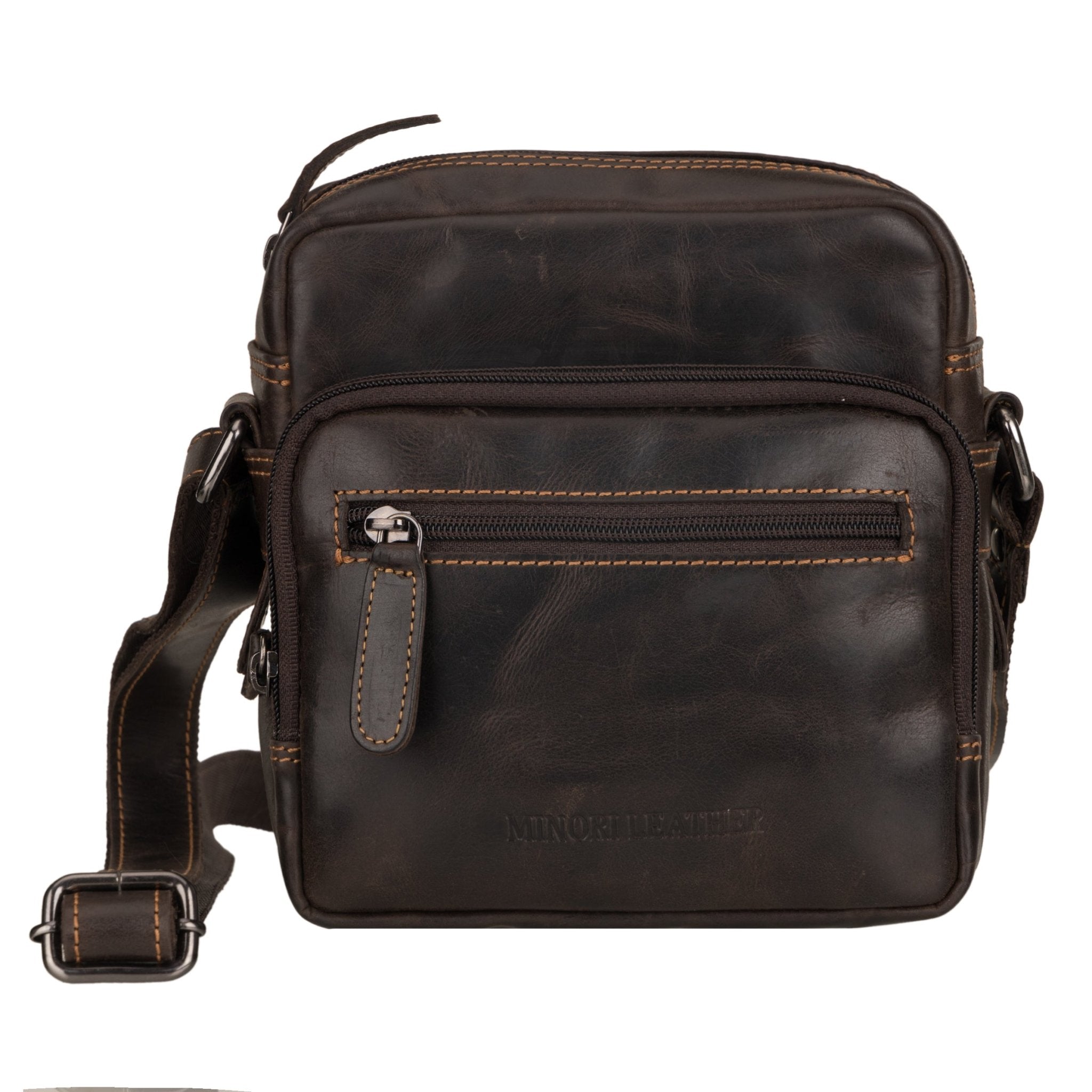 Cove Leather Crossbody Bag – Unisex – Brown - Minori Leather