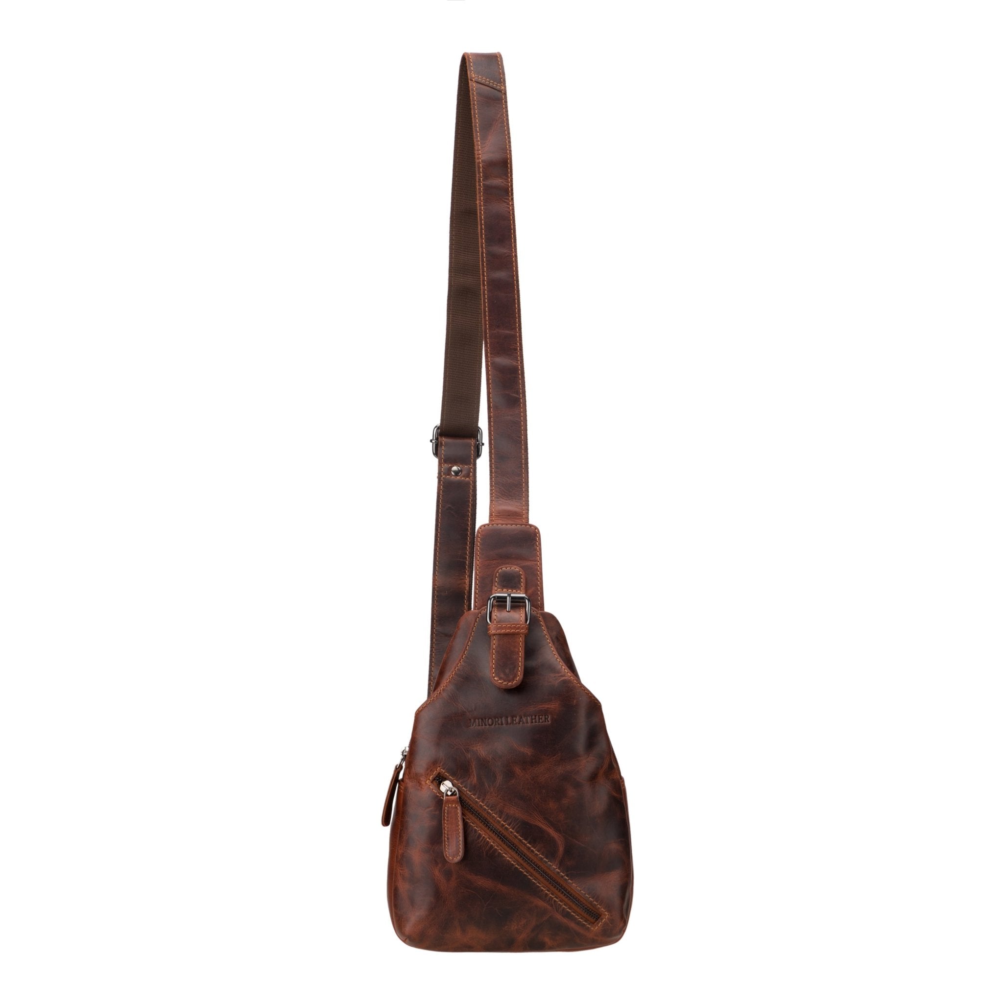 Sydney Leather Crossbody Bag – Unisex – Chestnut - Minori Leather