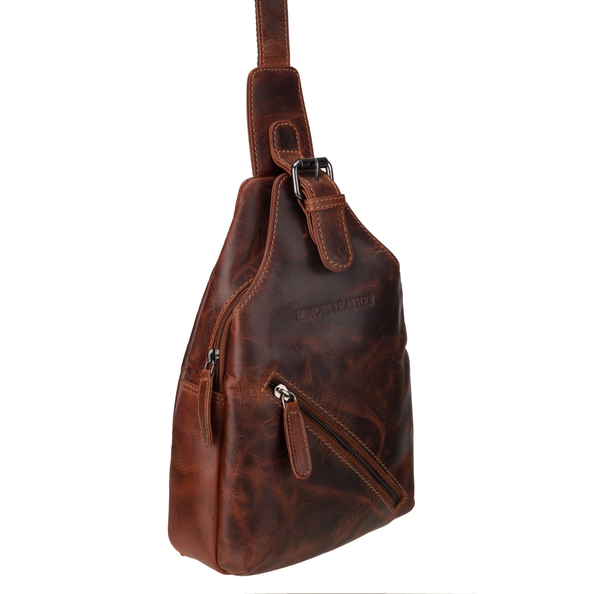 Sydney Leather Crossbody Bag – Unisex – Chestnut - Minori Leather