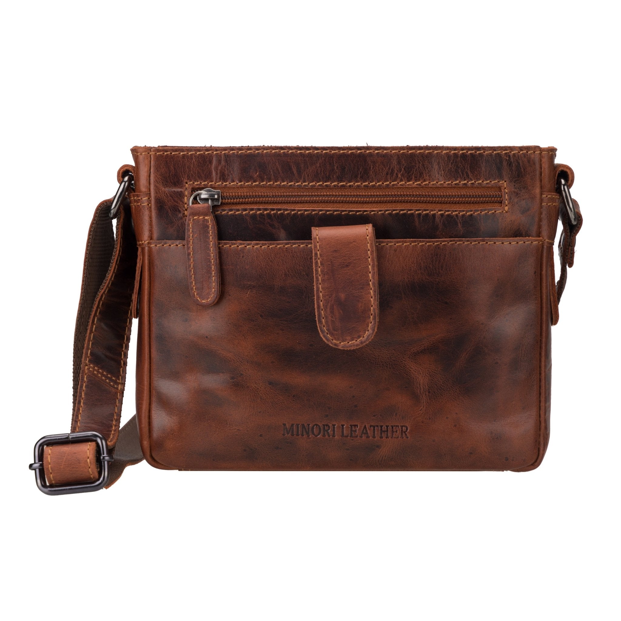 Kingston Leather Crossbody Bag – Unisex – Chestnut - Minori Leather