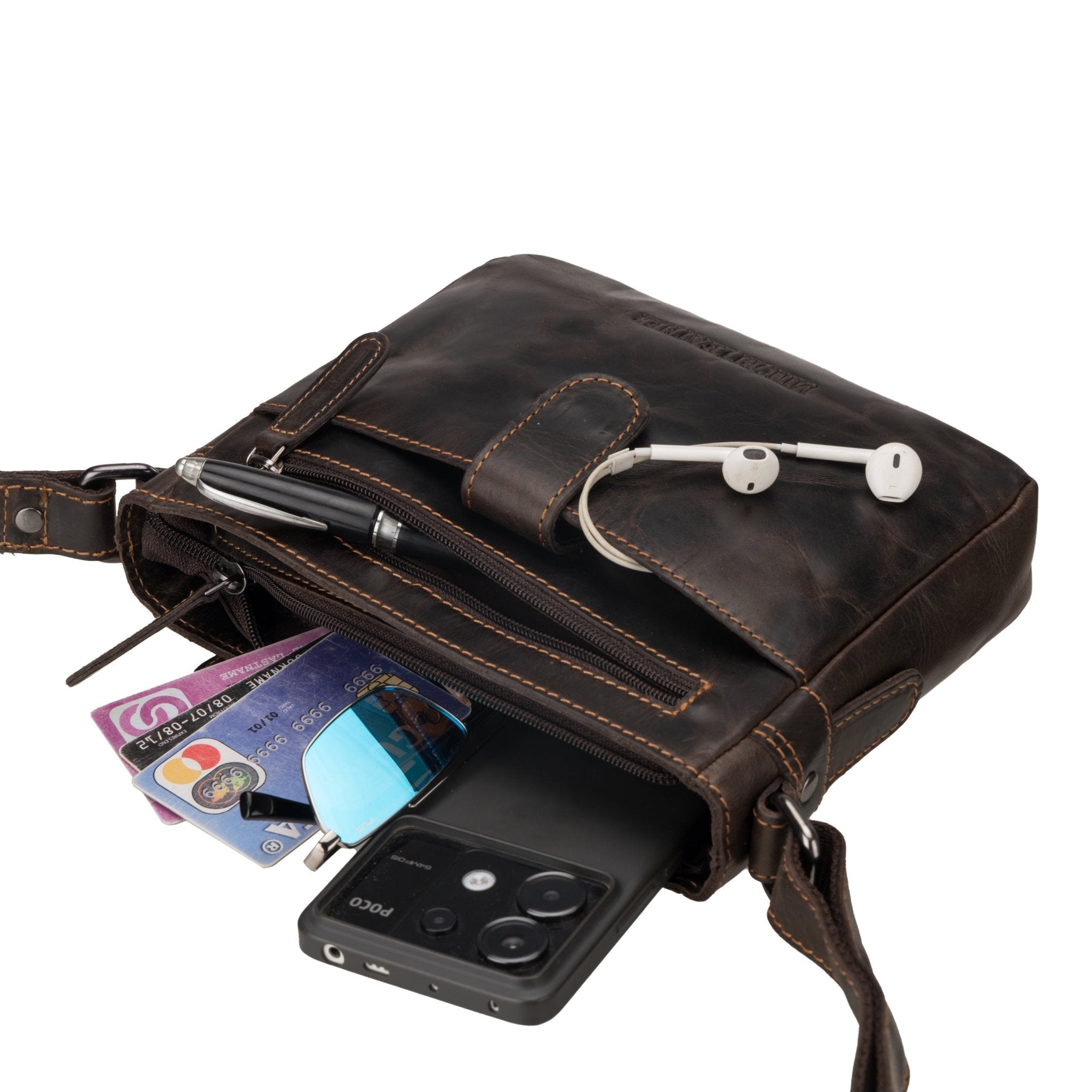 Kingston Leather Crossbody Bag – Unisex – Brown - Minori Leather