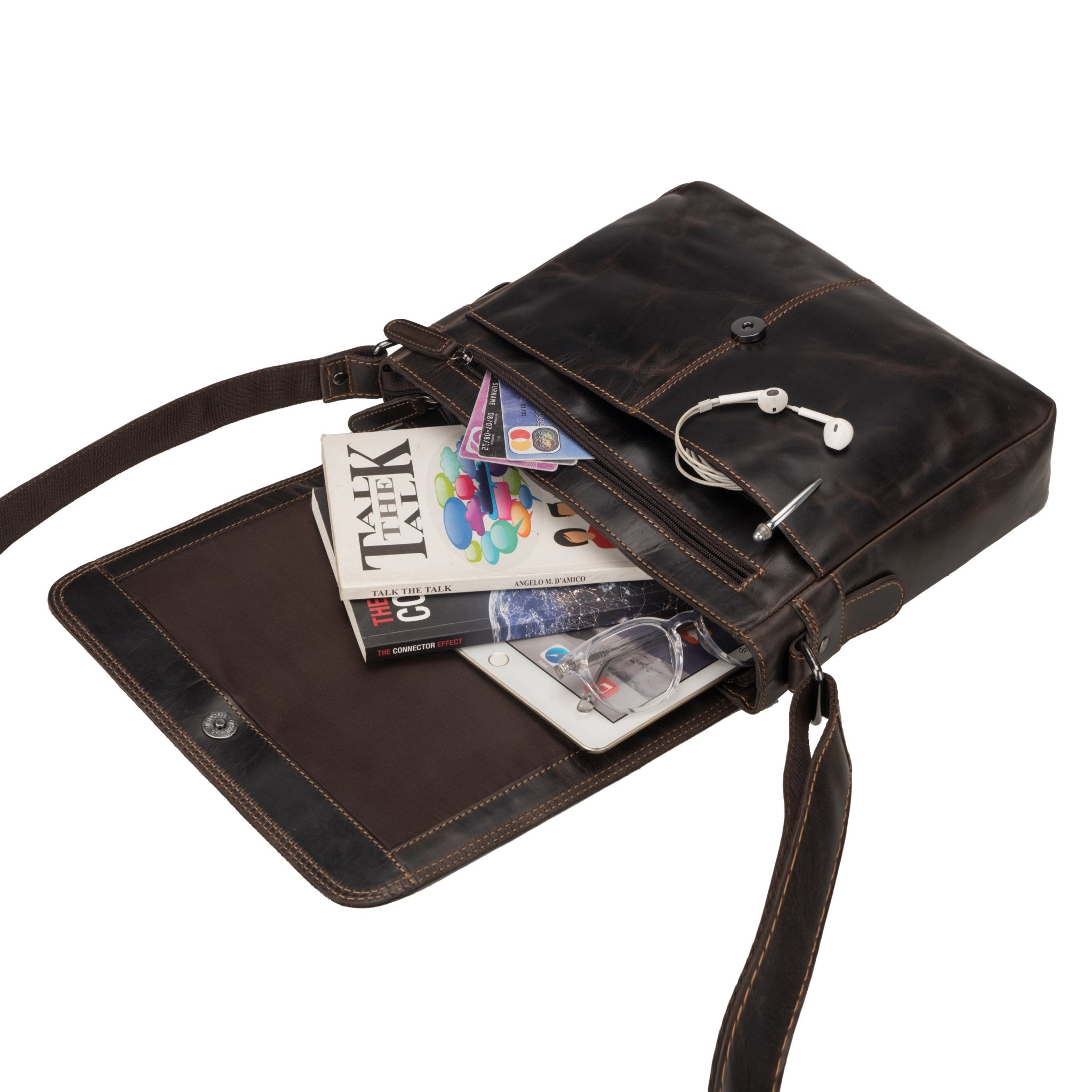 Austin Leather Mini Messenger Bag 11" – Unisex – Brown - Minori Leather