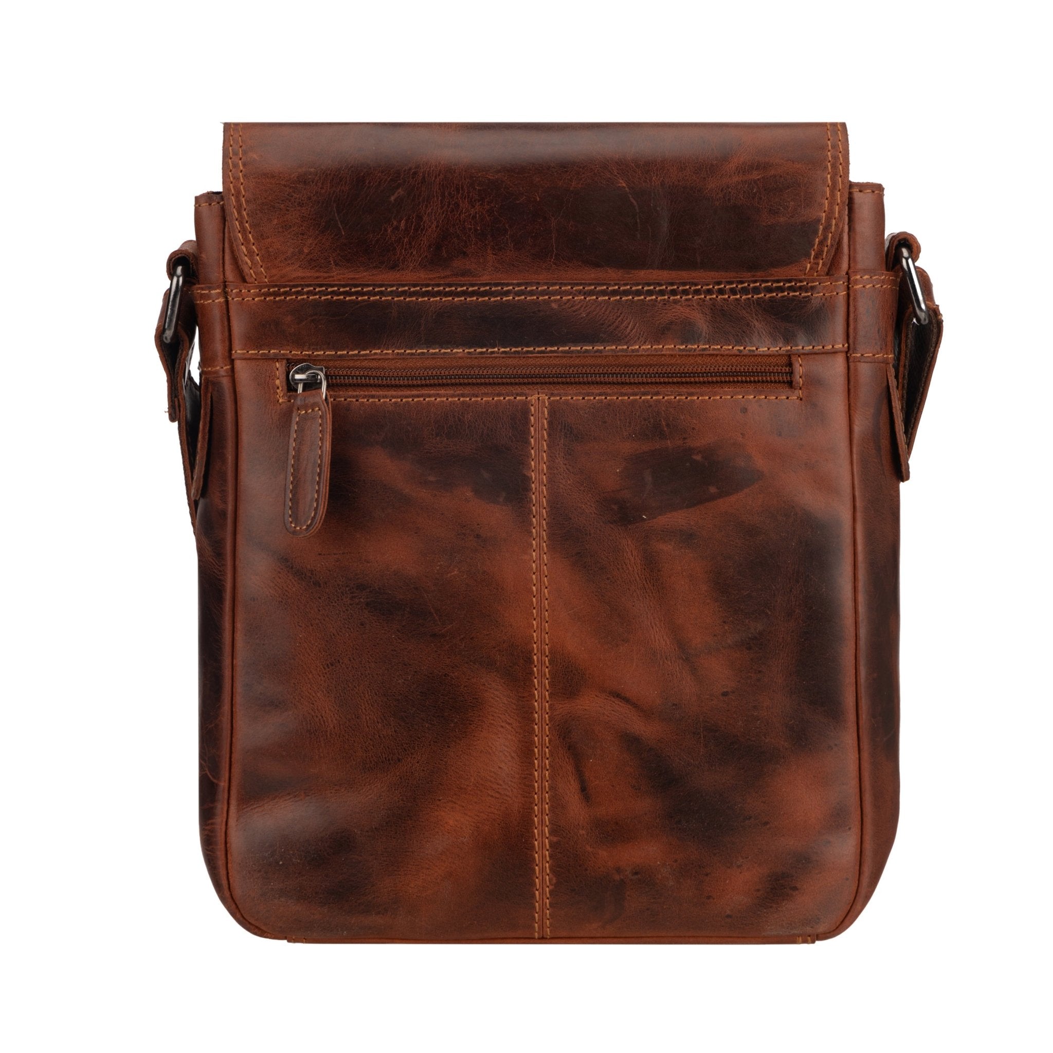 Minori Leather Halifax leather crossbody bag in chestnut color with adjustable strap and minimalist design.