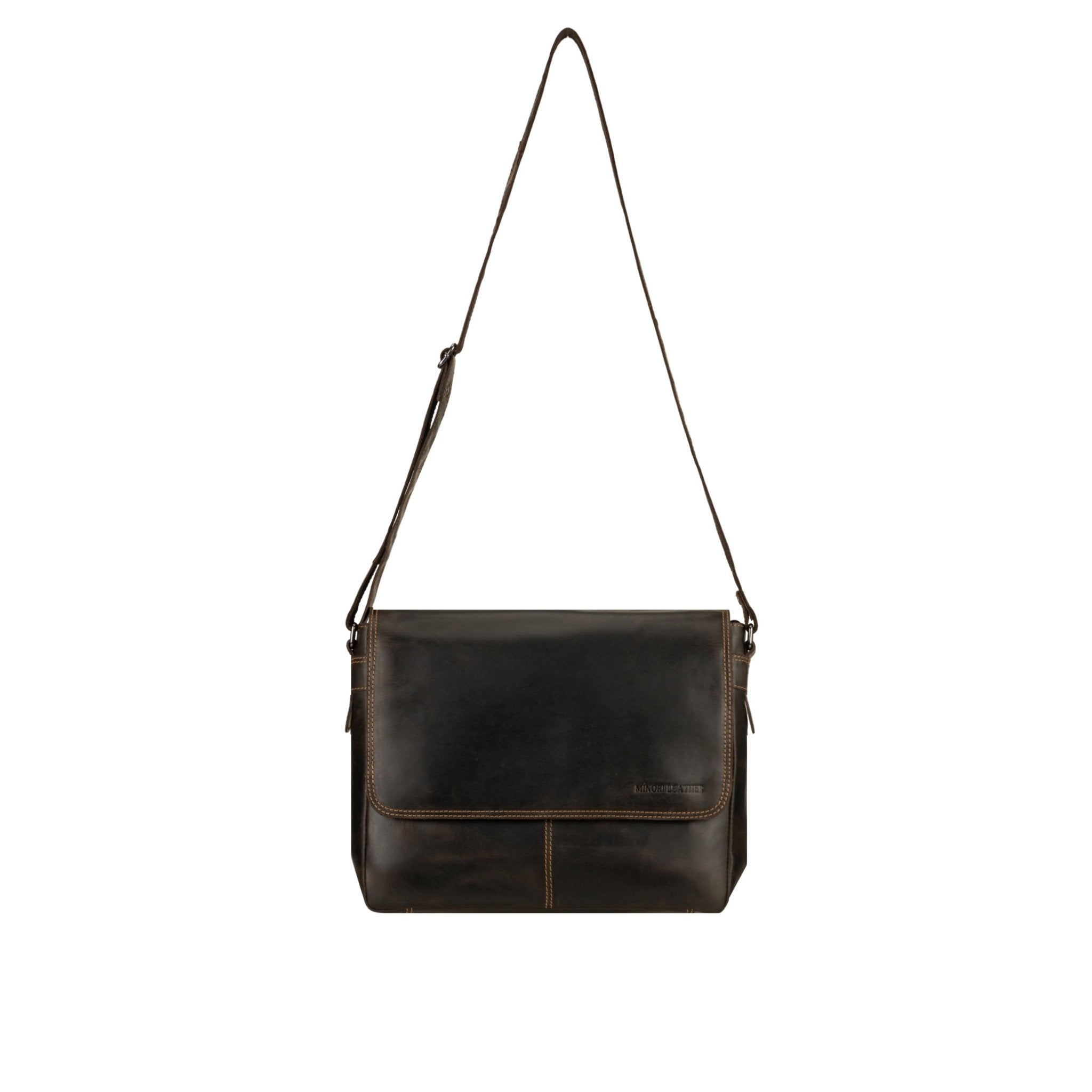 Bristol Leather Laptop Messenger Bag 14 Inch – Unisex – Brown - Minori Leather