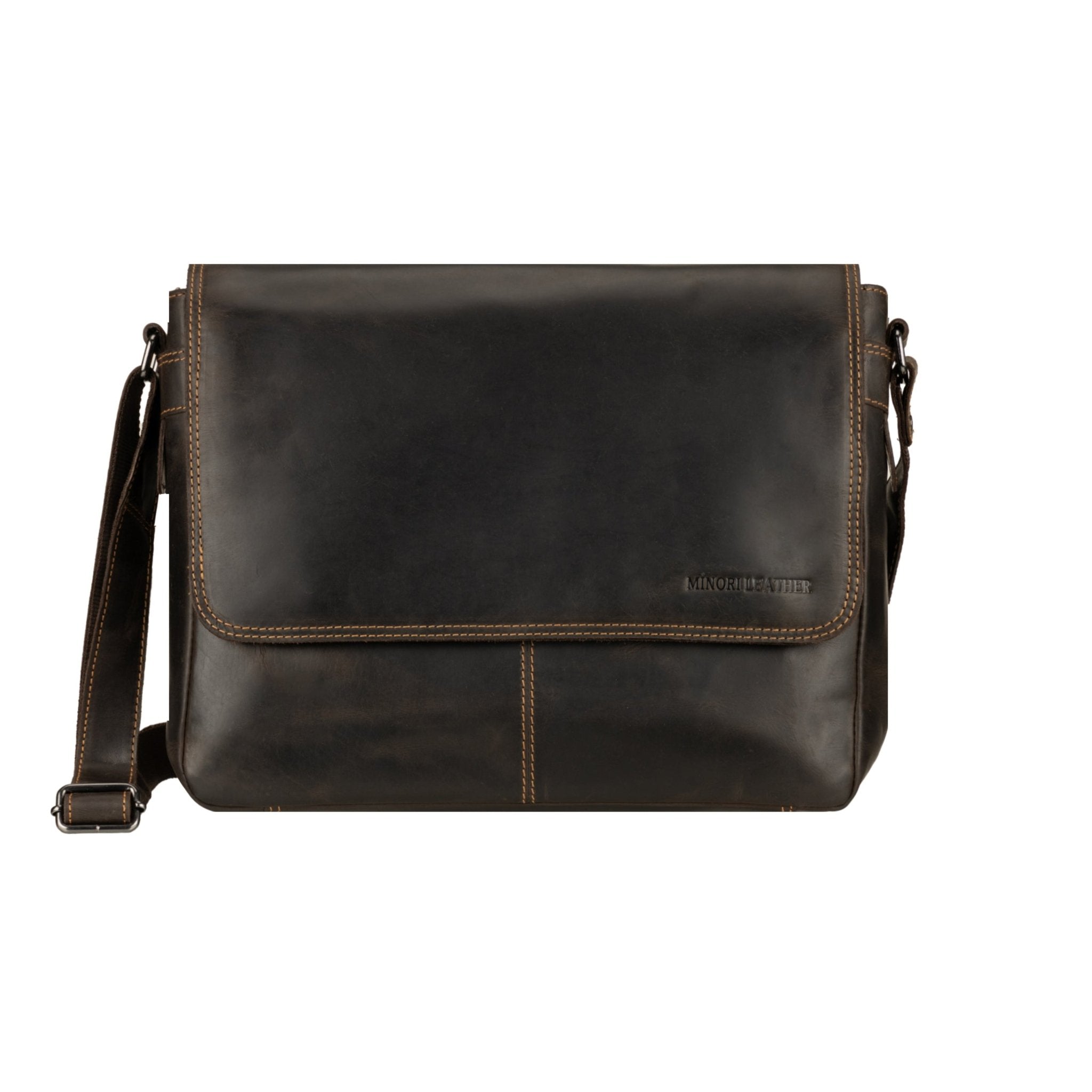 Bristol Leather Laptop Messenger Bag 14 Inch – Unisex – Brown - Minori Leather