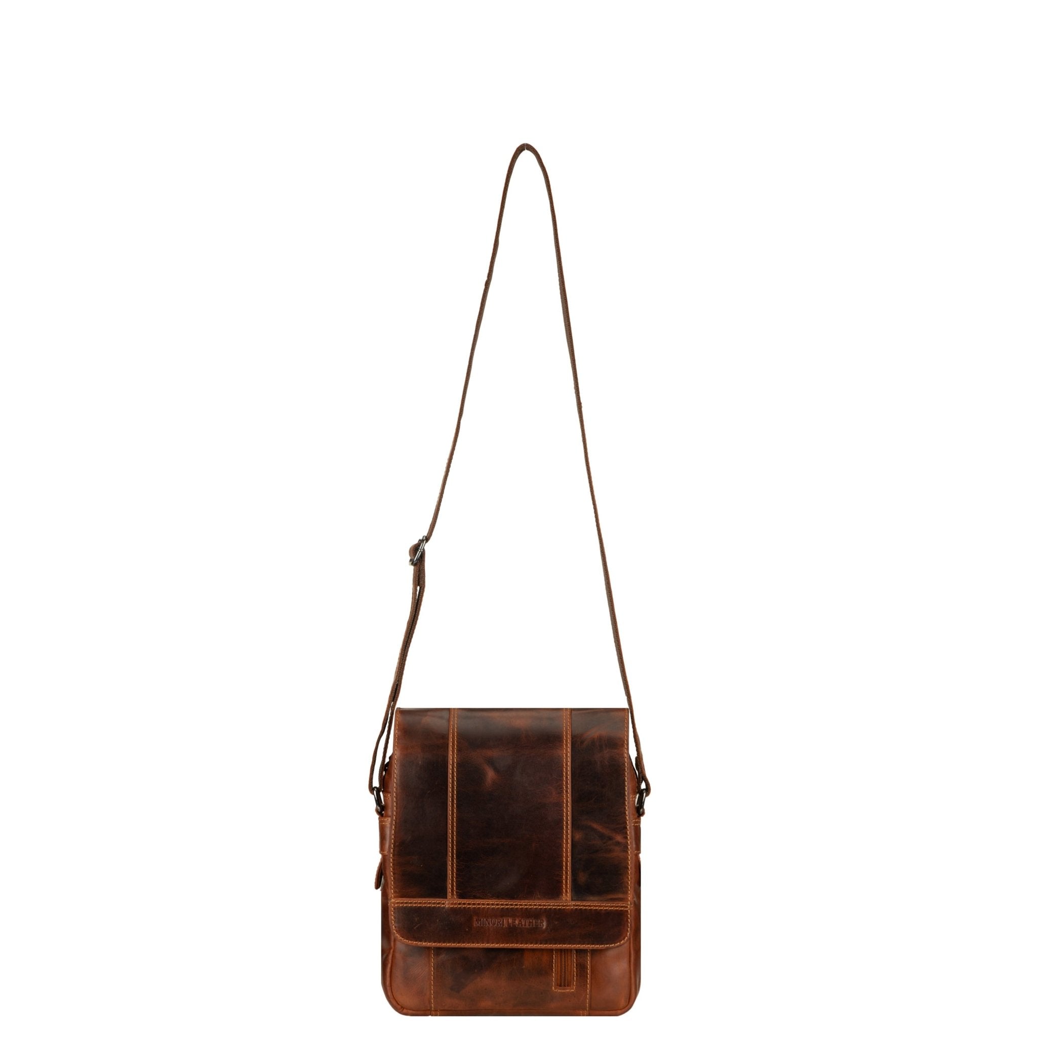 Boulder Leather Crossbody Bag in Chestnut - Minori Leather