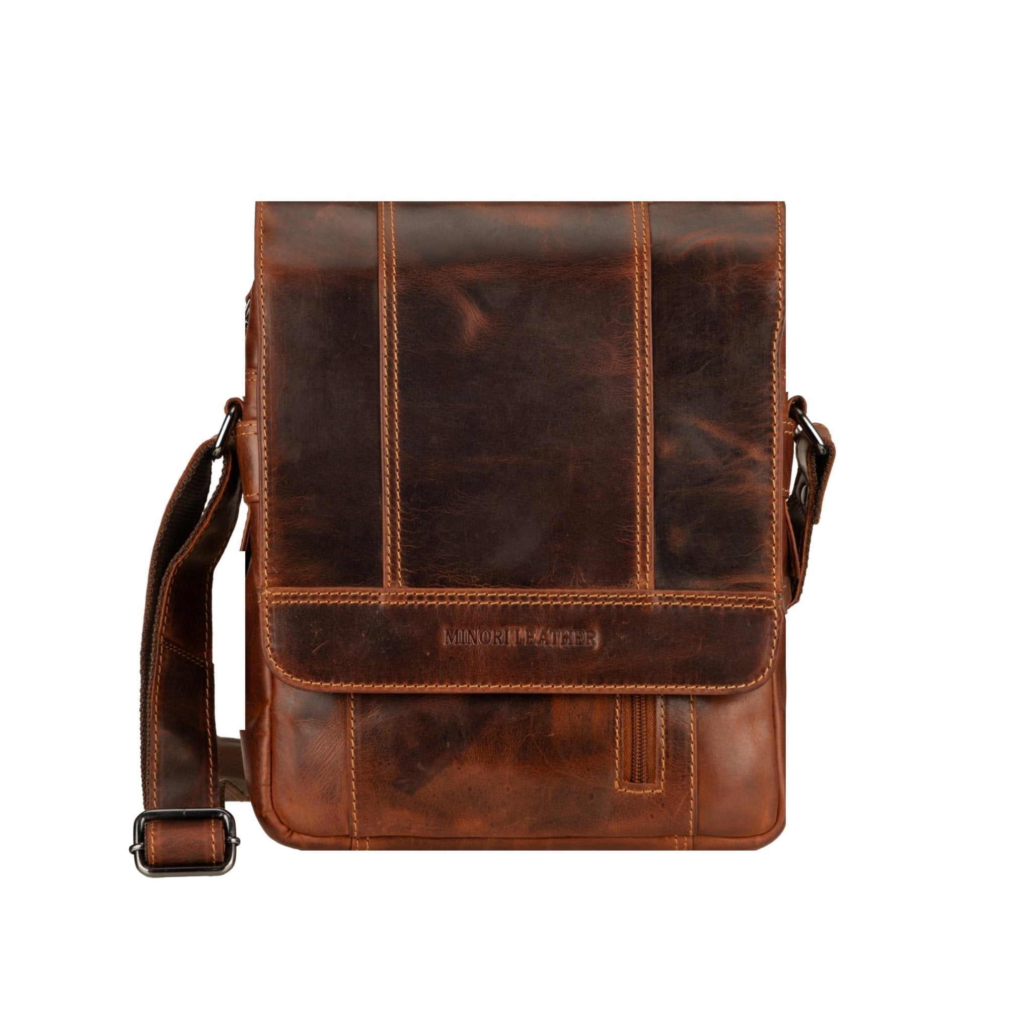 Boulder Leather Crossbody Bag in Chestnut - Minori Leather