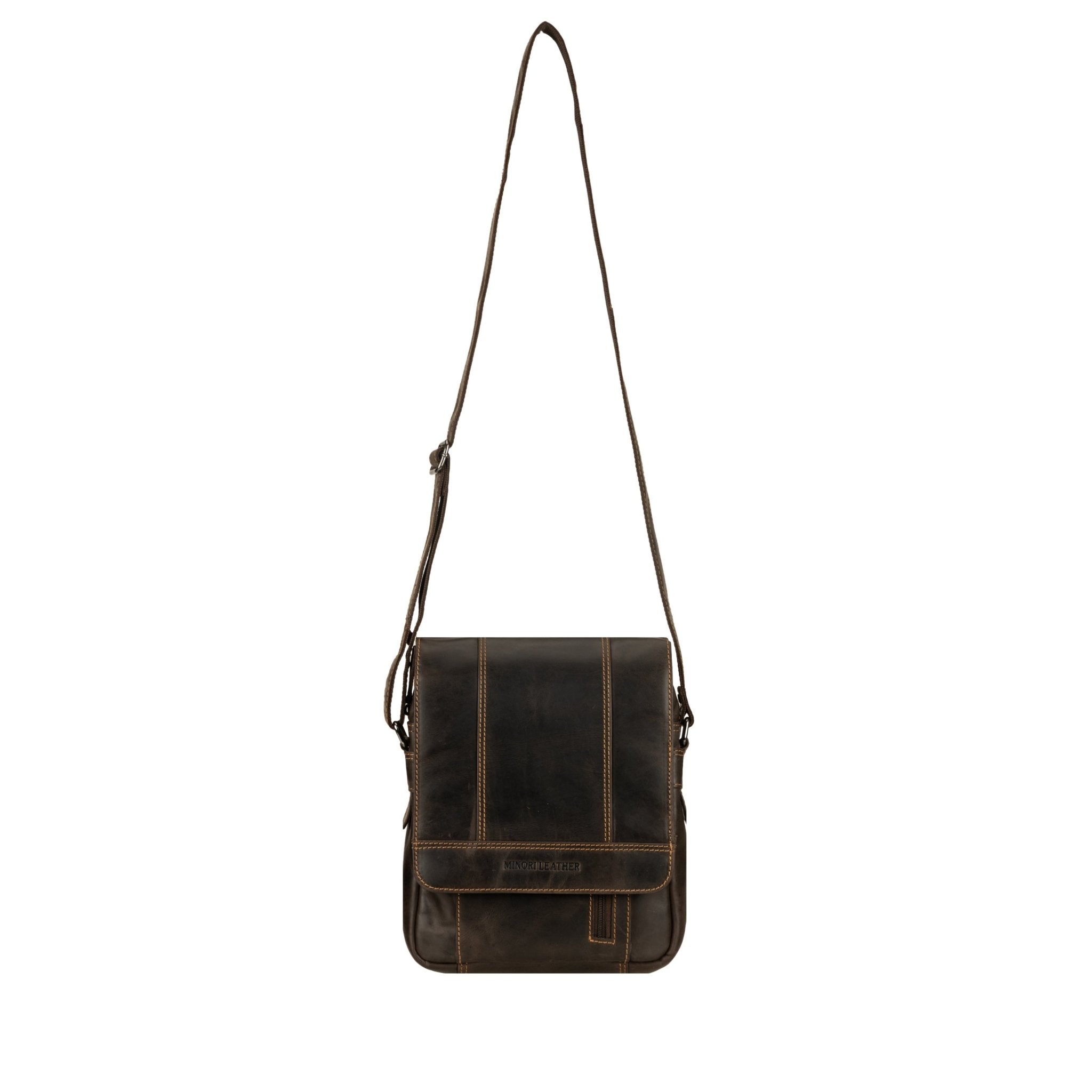 Boulder Leather Crossbody Bag in Brown - Minori Leather