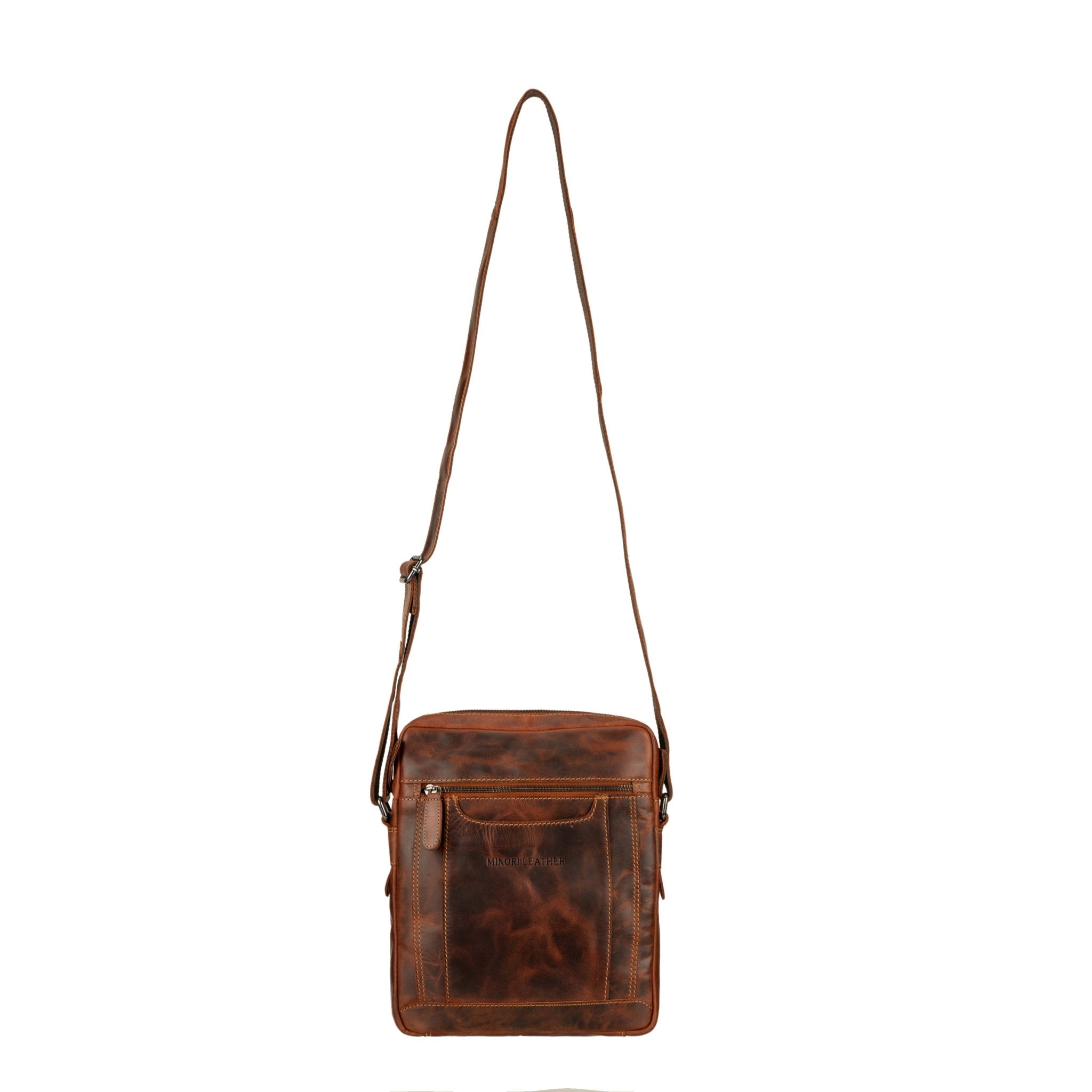 Tokyo Leather Crossbody Bag in Chestnut - Minori Leather