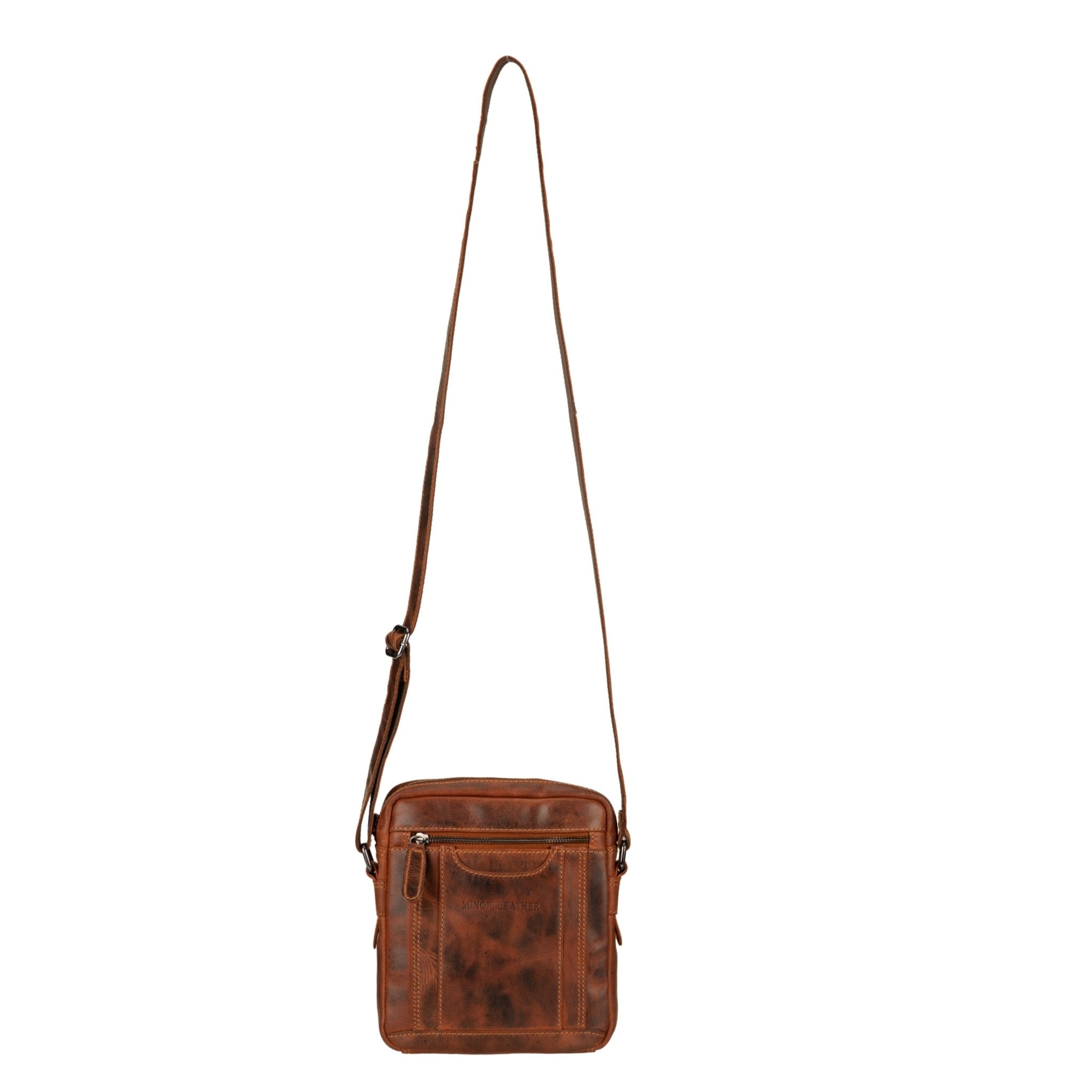 Asheville Leather Crossbody Bag – Unisex – Chestnut - Minori Leather