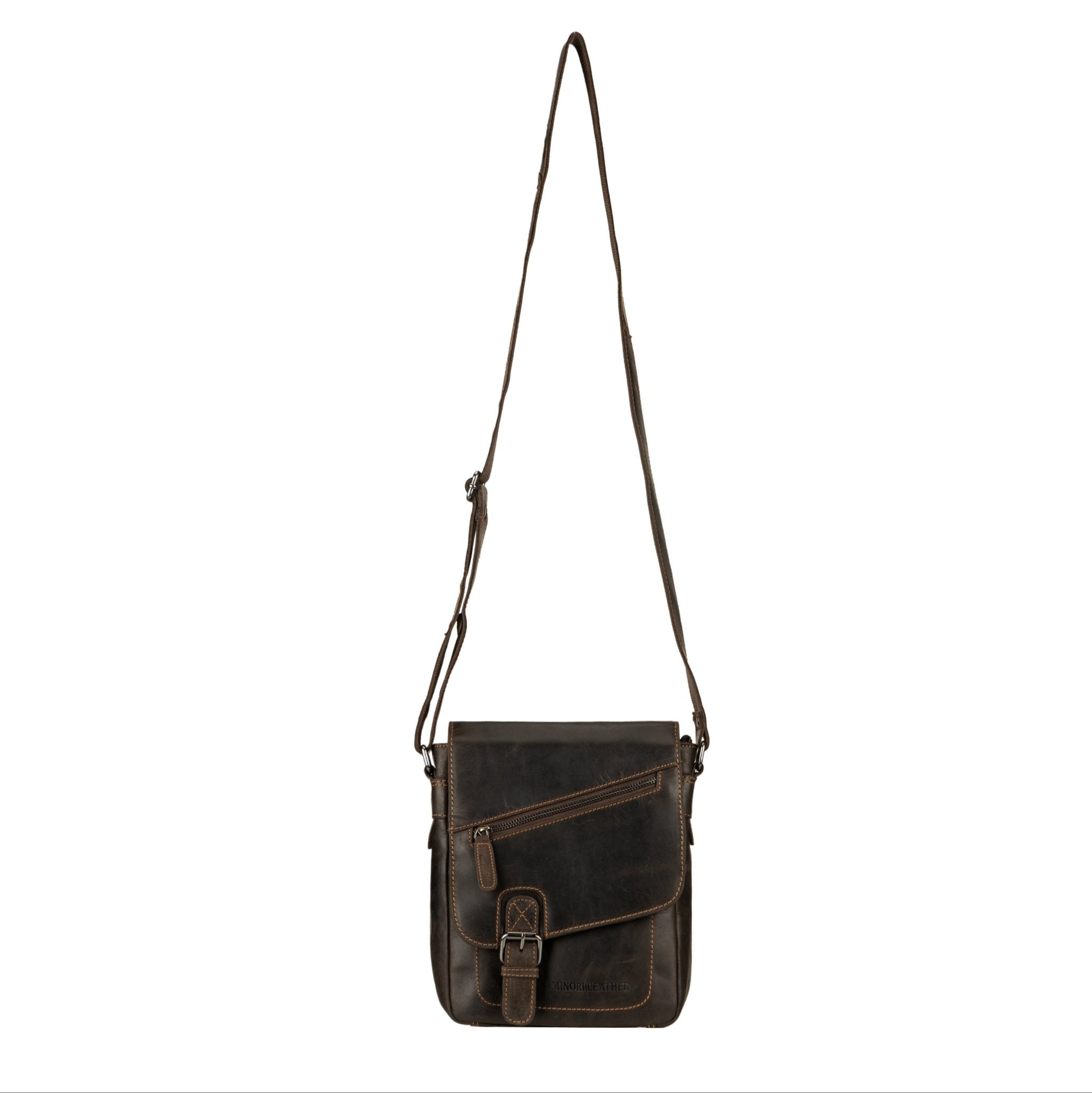 Dallas Leather Crossbody Bag – Unisex – Brown - Minori Leather