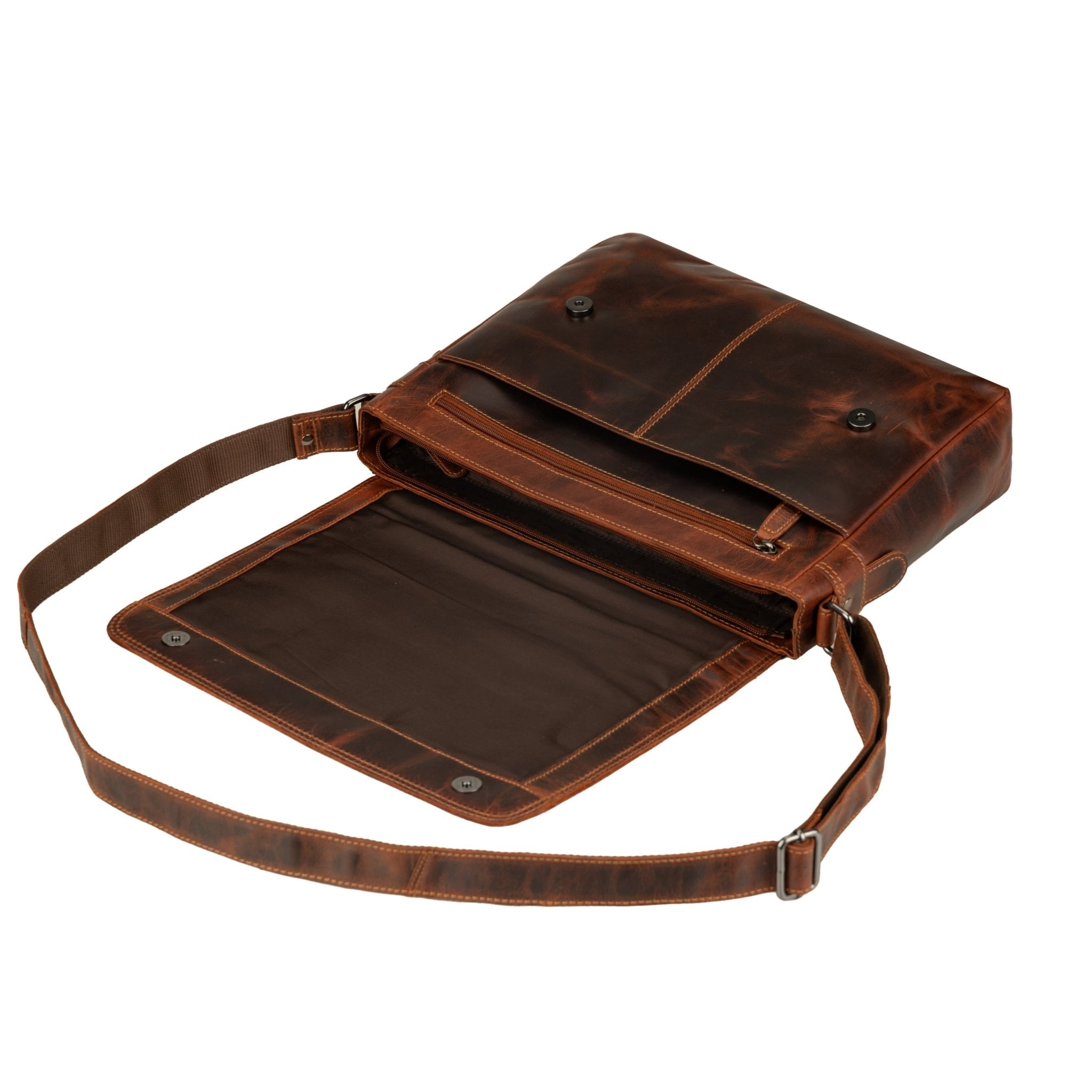 Bristol Leather Laptop Messenger Bag 14 Inch – Unisex – Chestnut - Minori Leather