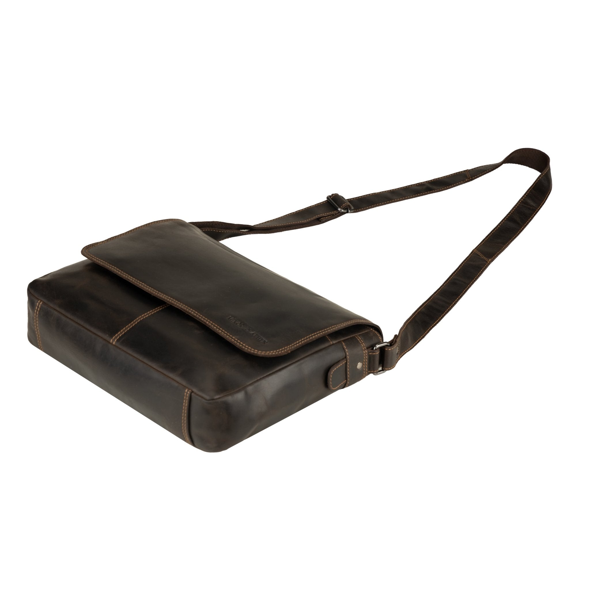 Bristol Leather Laptop Messenger Bag 14 Inch – Unisex – Brown - Minori Leather