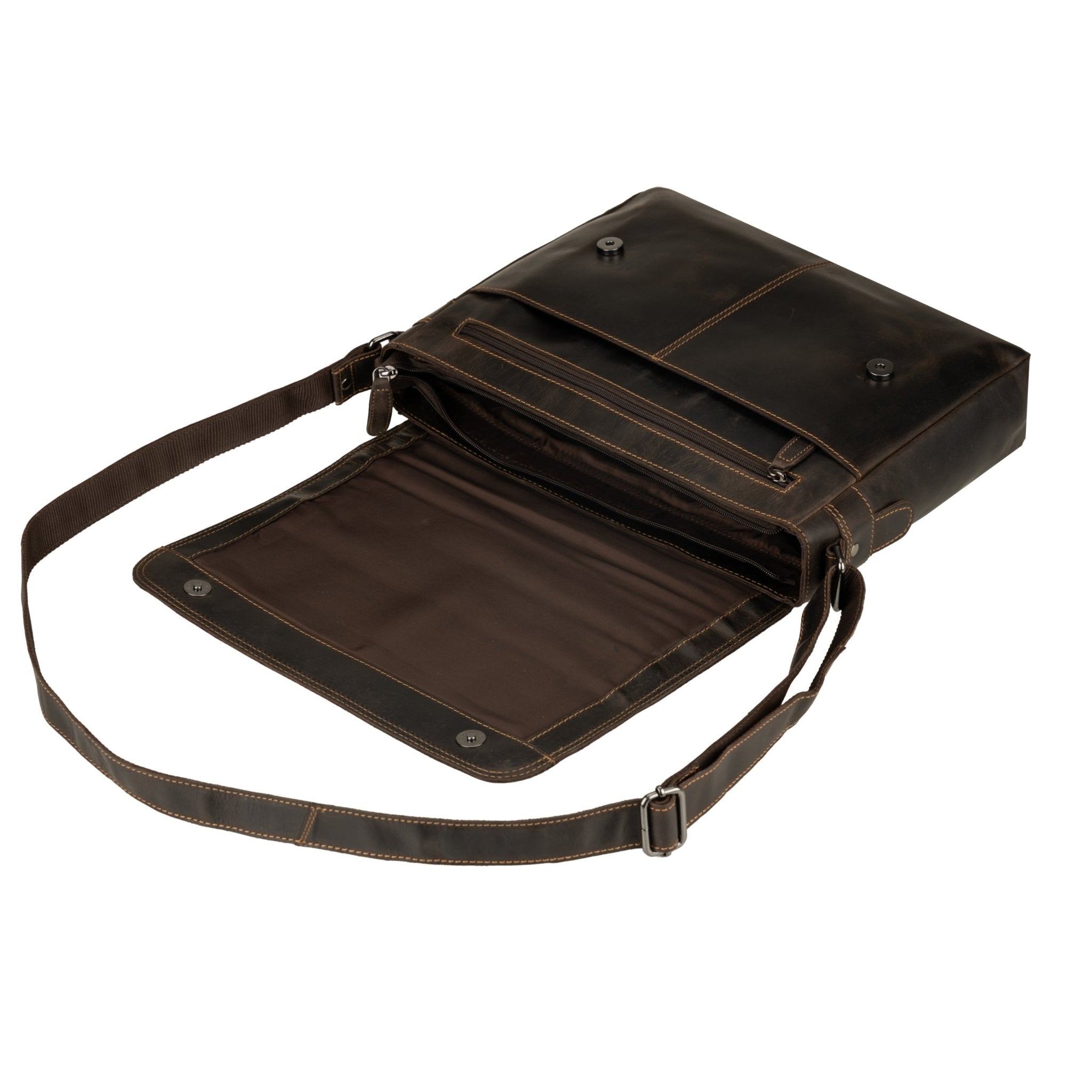 Bristol Leather Laptop Messenger Bag 14 Inch – Unisex – Brown - Minori Leather