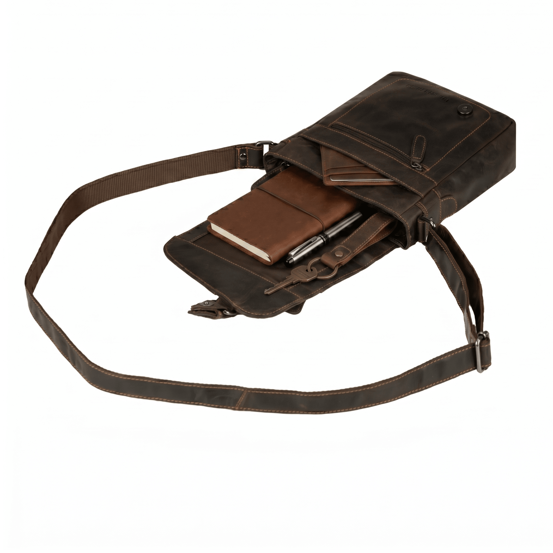 Dallas Leather Crossbody Bag – Unisex – Brown - Minori Leather