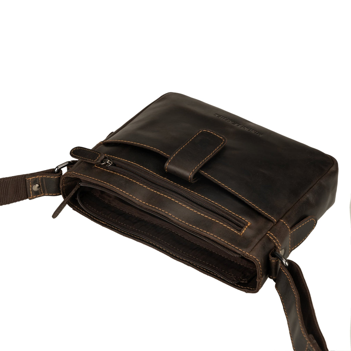 Camden Leather Crossbody Bag - Unisex - Brown - Minori Leather