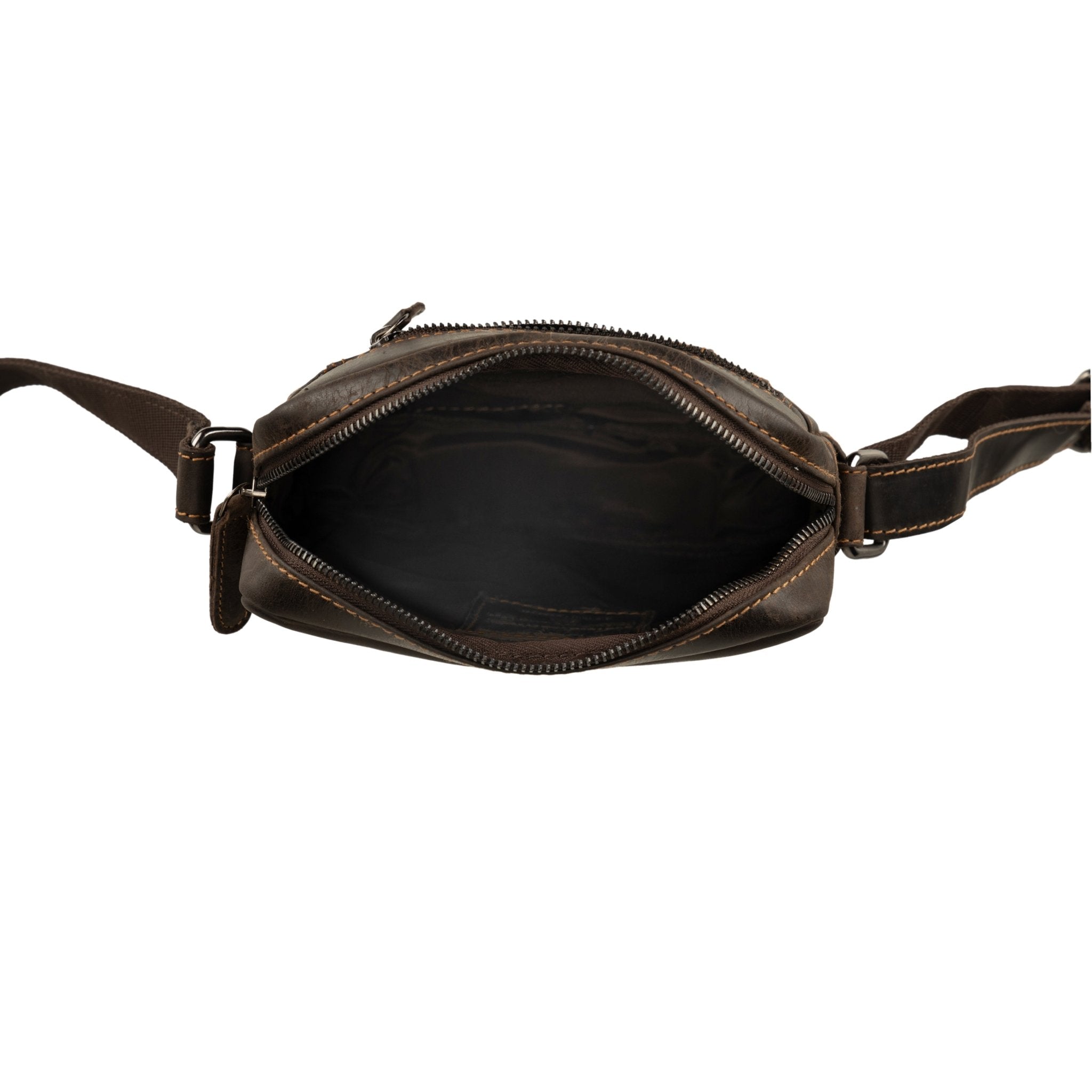 Asheville Leather Crossbody Bag – Unisex – Brown - Minori Leather