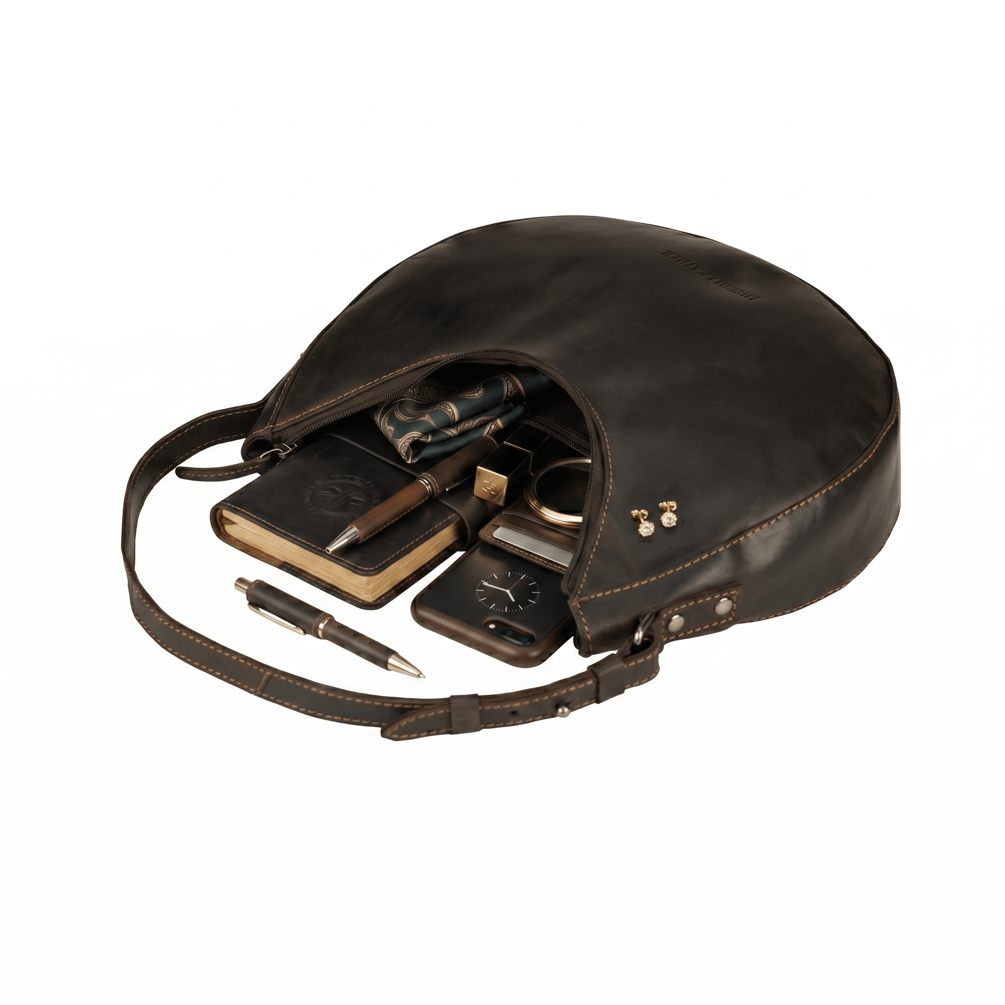 Selene Hobo Leather Shoulder Bag - Minori Leather
