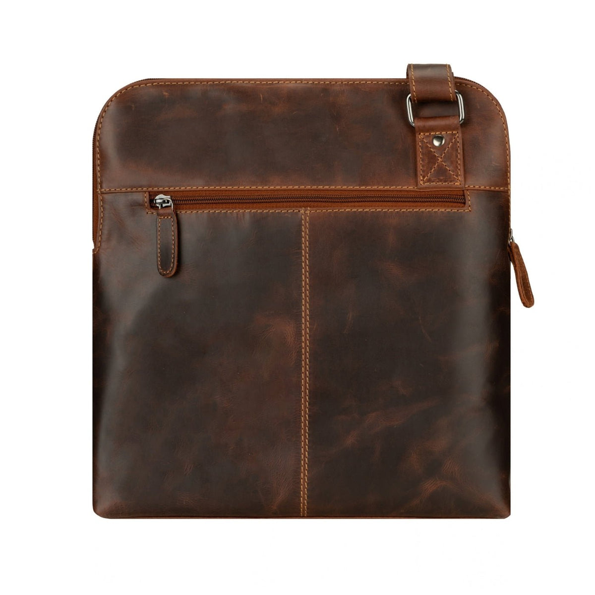 Minori Leather Ryder unisex leather shoulder bag in chestnut with adjustable strap and sleek design, perfect for everyday use.