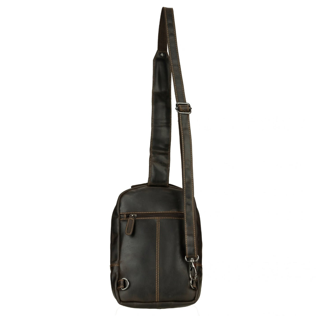 Brown Luxe Leather Sling Bag by Minori Leather, stylish crossbody bag with sleek design and adjustable strap.