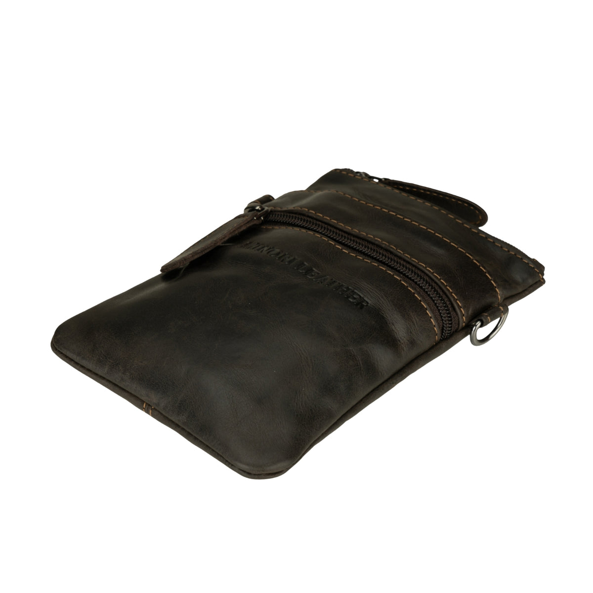 Minori Leather Ashford Brown Leather Sling Bag, unisex design with adjustable strap and sleek style, suitable for everyday use.