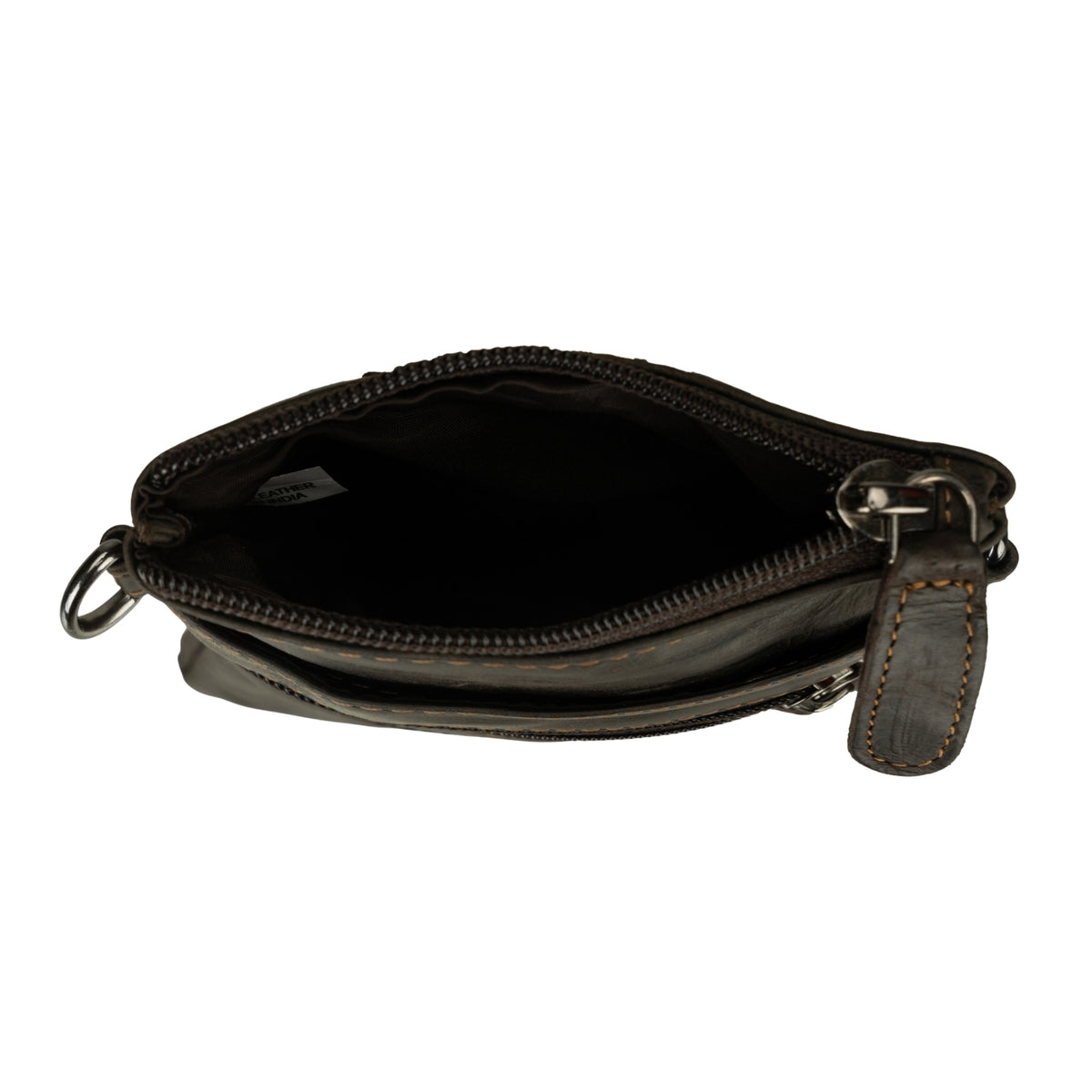 Minori Leather Ashford brown leather sling bag for unisex use, featuring a stylish, compact design with adjustable strap.