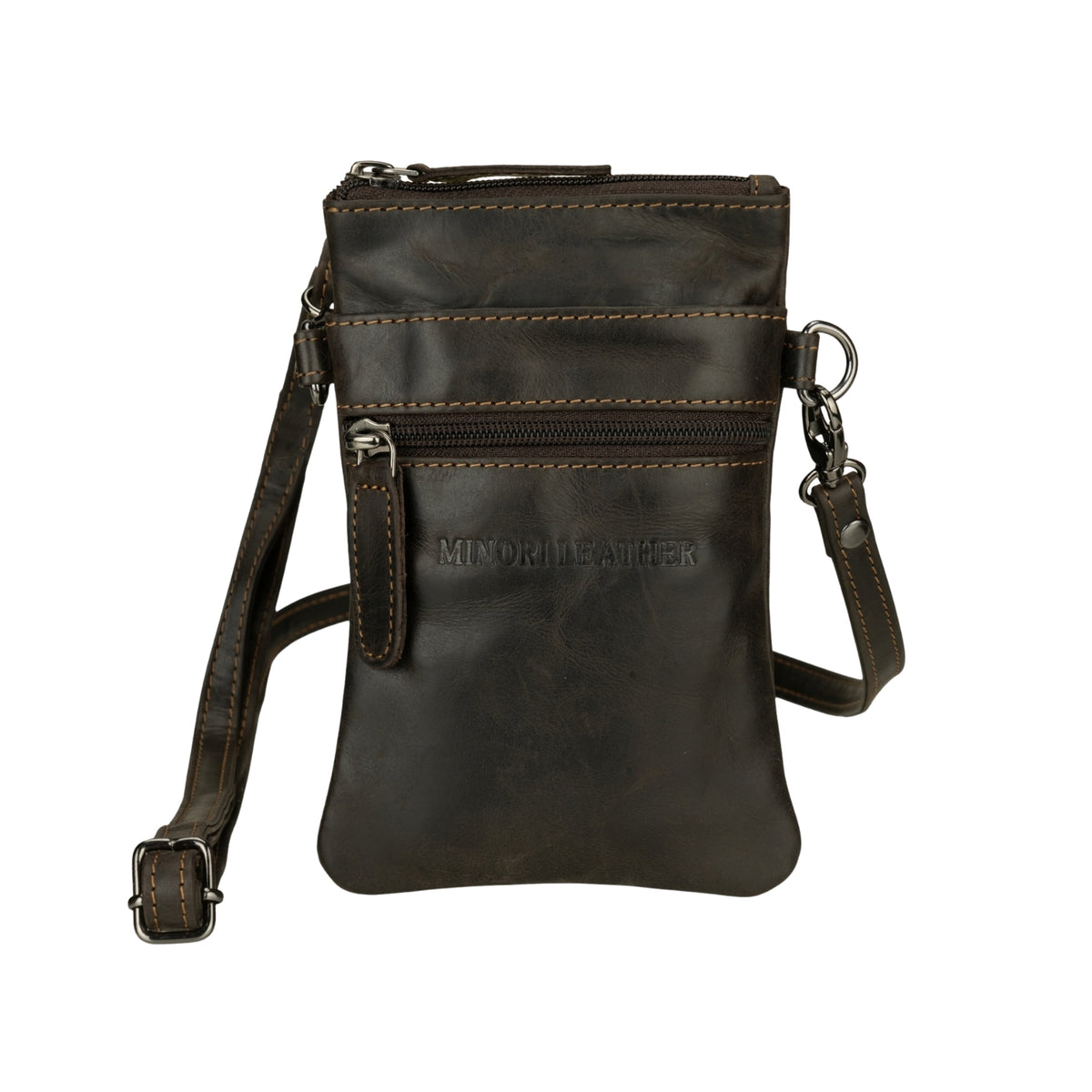 Ashford Leather Sling Bag – Unisex – Brown - Minori Leather