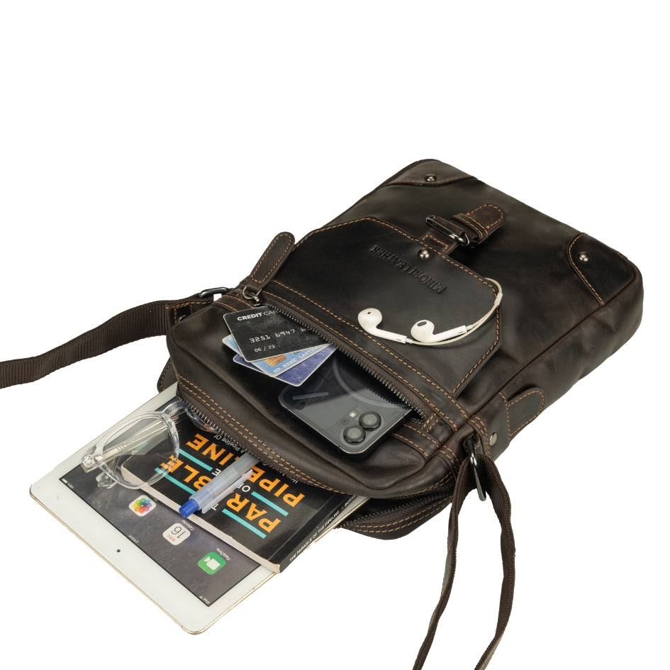 Denver Leather Crossbody Bag – Unisex – Brown