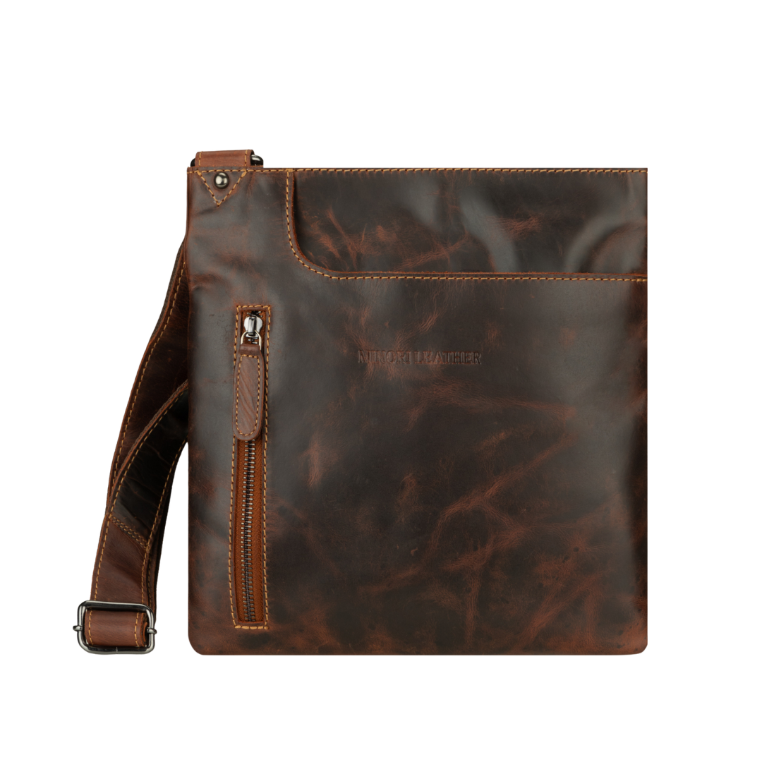 Carter Slim Leather Crossbody Bag in Chestnut