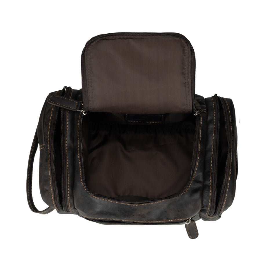 Premium Leather Toiletry Bag, Dopp Kit for Men – Winston – Brown - Minori Leather