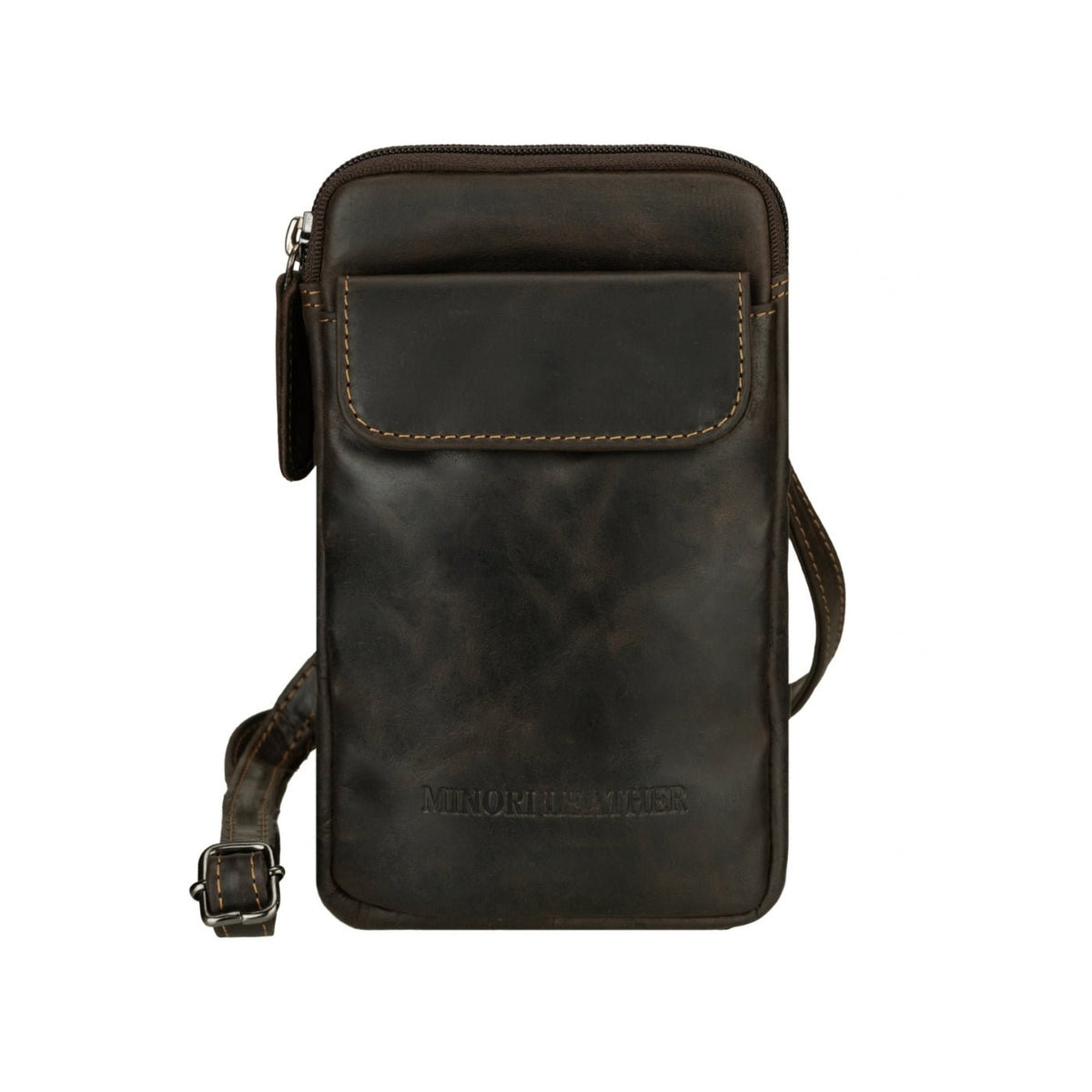 Freya Leather Sling Bag – Unisex – Brown - Minori Leather
