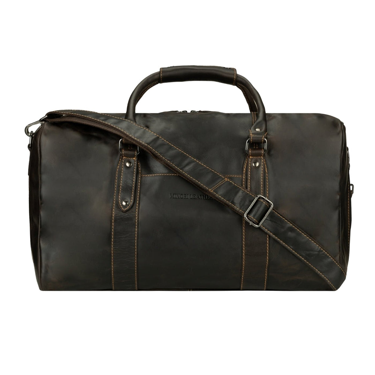 Riley Leather Duffle Bag in Brown - Minori Leather