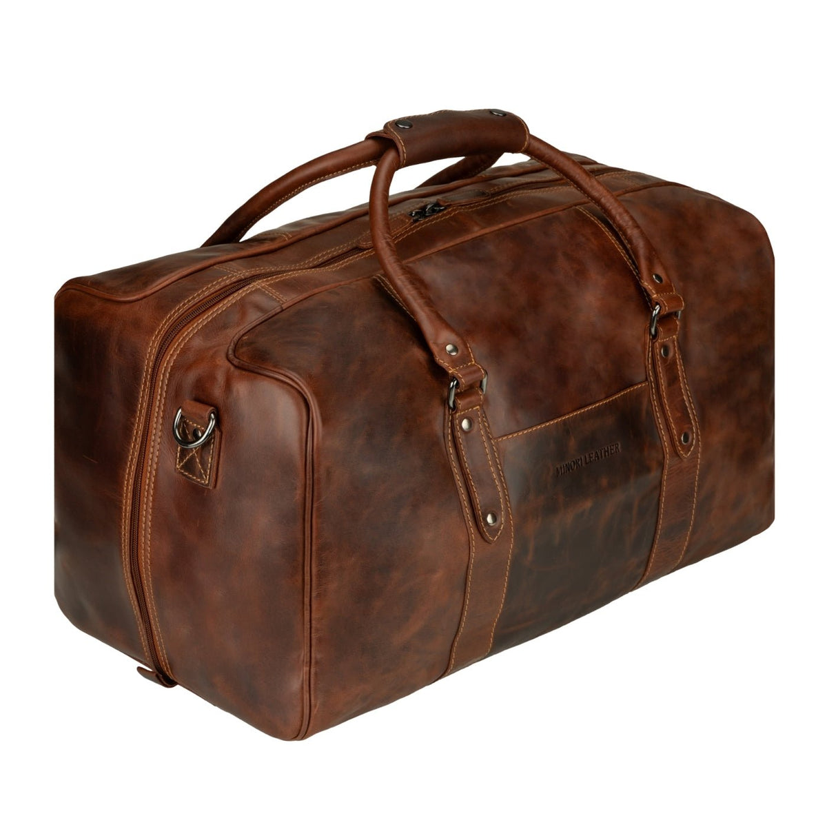 Riley Leather Duffle Bag in Chestnut - Minori Leather