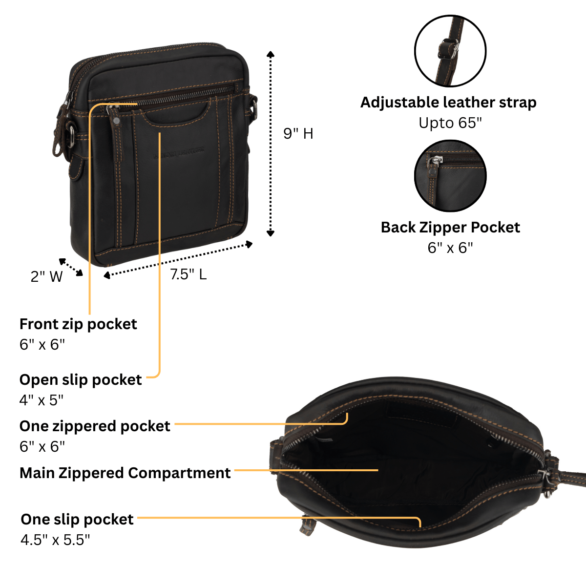 Asheville Messenger Brown - Minori Leather