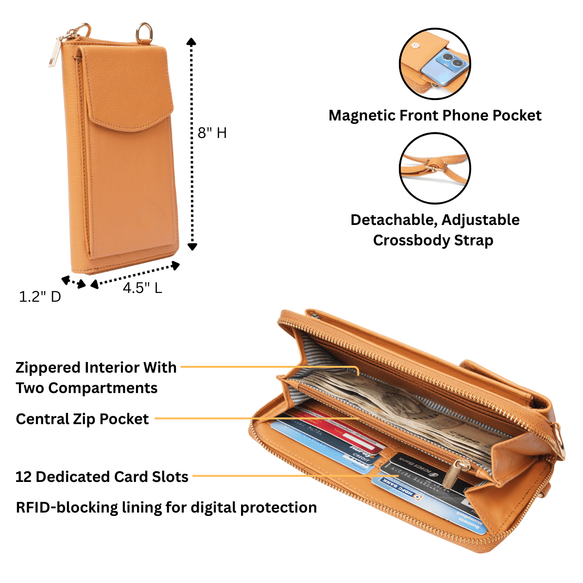 Billie Wallet Crossbody Tan - Minori Leather