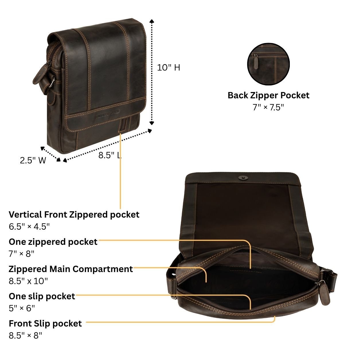 Boulder Leather Crossbody Bag in Brown - Minori Leather