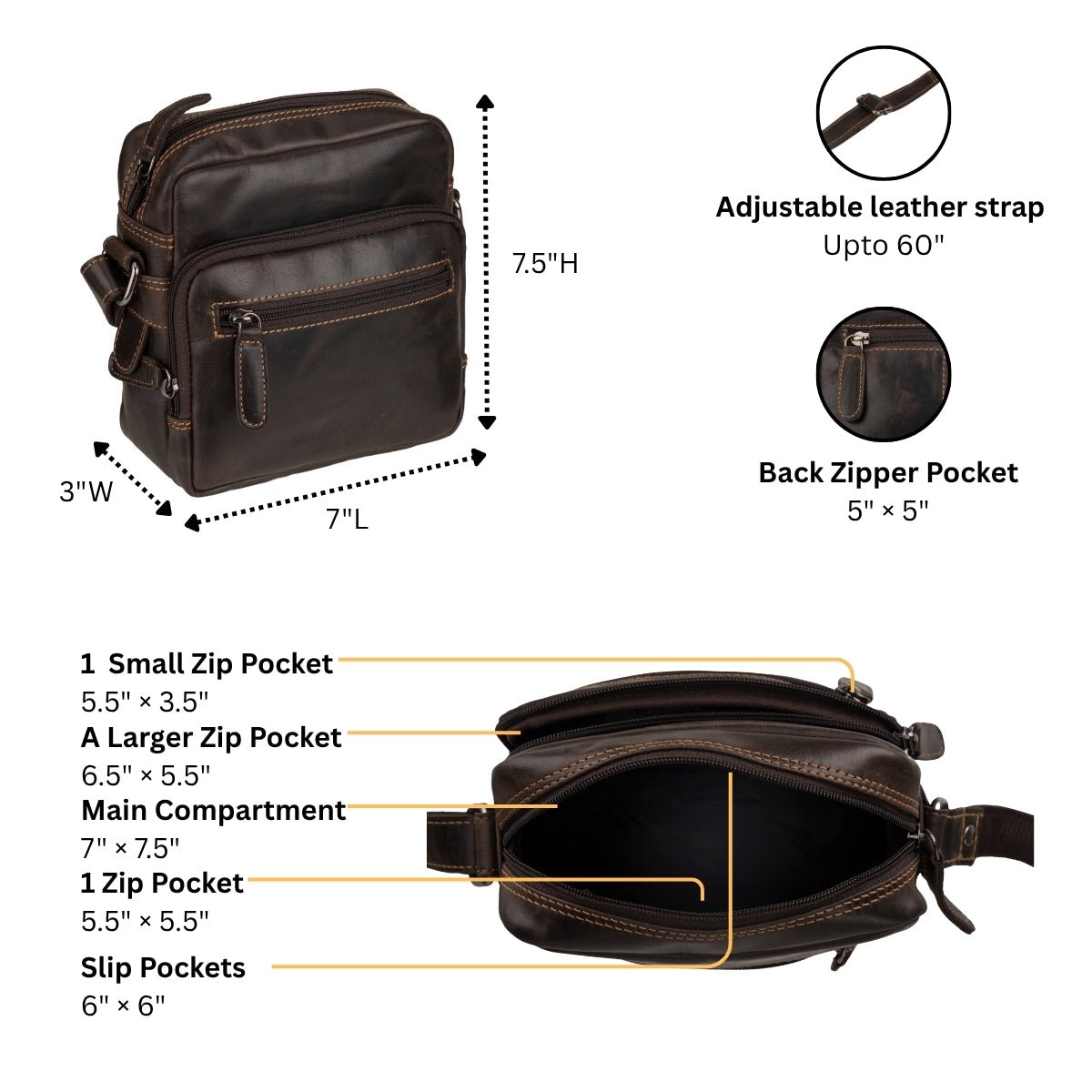 Cove Leather Crossbody Bag in Brown - Minori Leather
