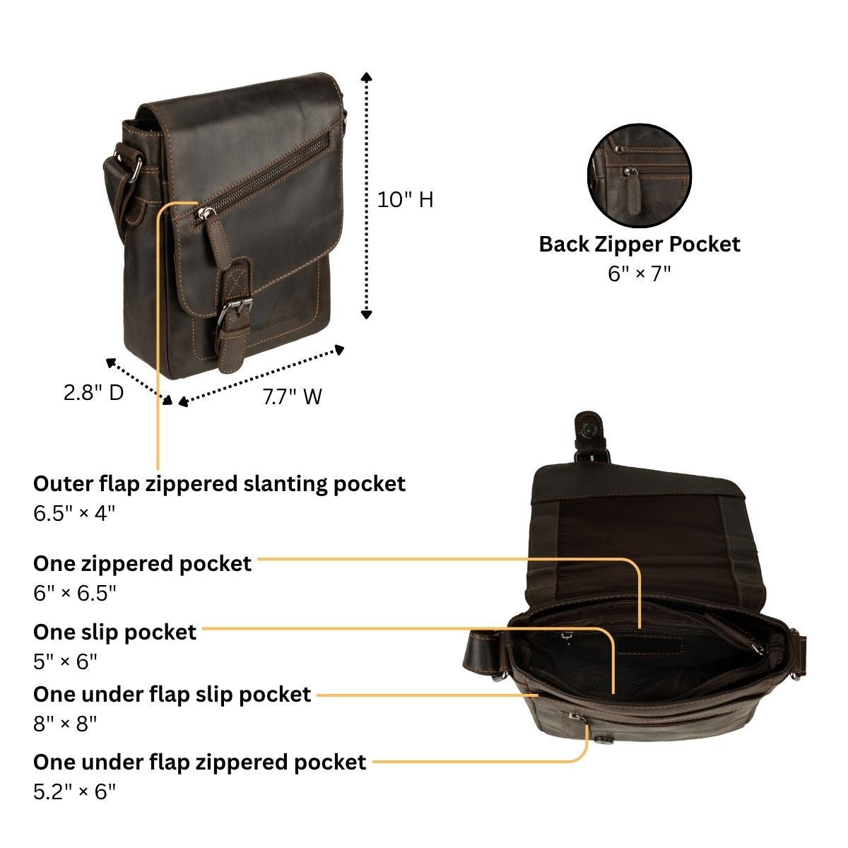 Dallas Leather Crossbody Bag – Unisex – Brown - Minori Leather