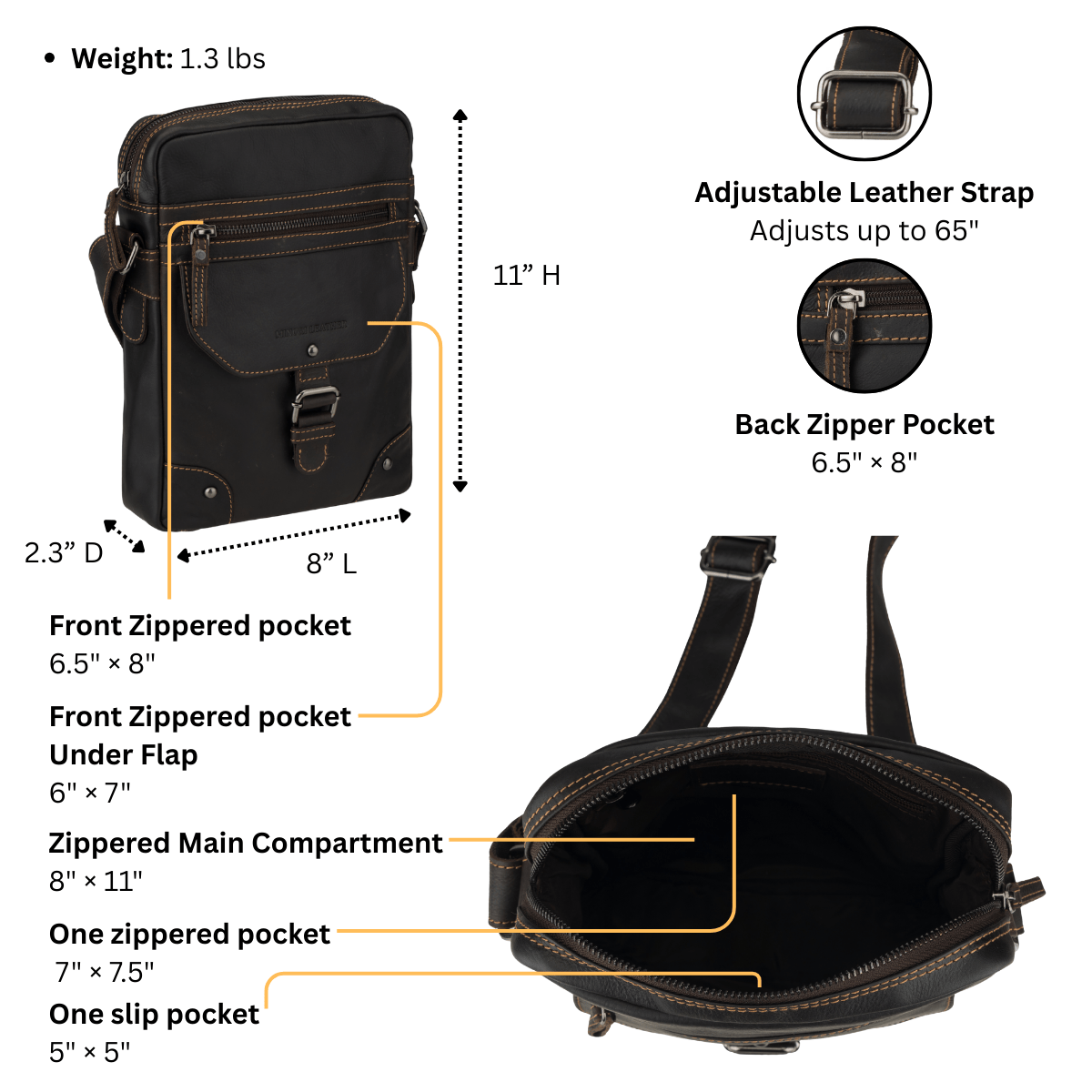 Denver Crossbody Brown - Minori Leather