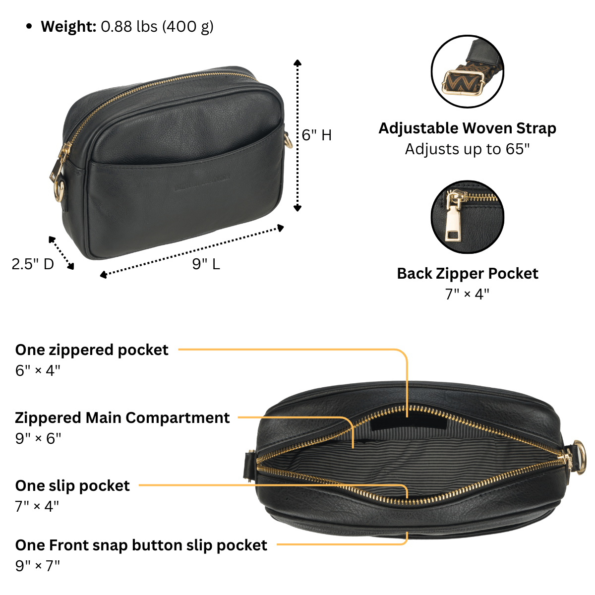 Evelyn Crossbody Black - Minori Leather