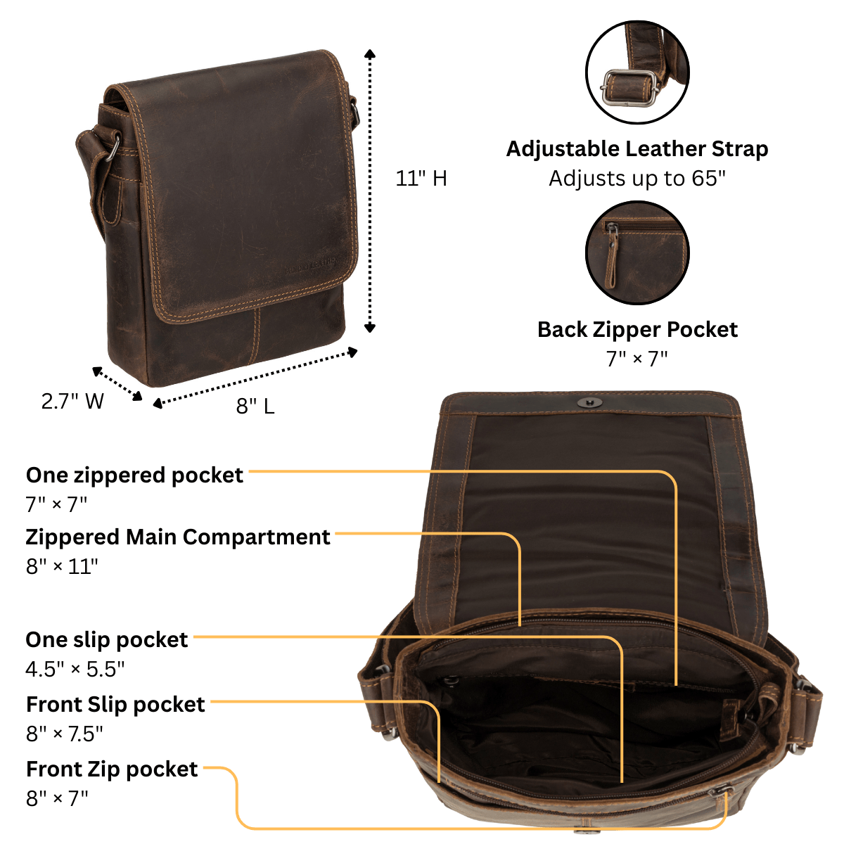 Halifax Crossbody Brown - Minori Leather