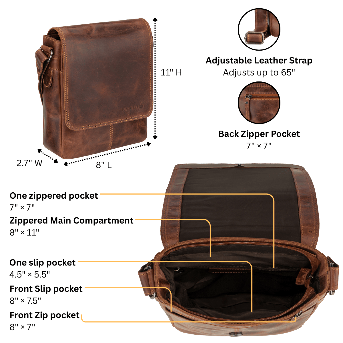 Halifax Crossbody Chestnut - Minori Leather