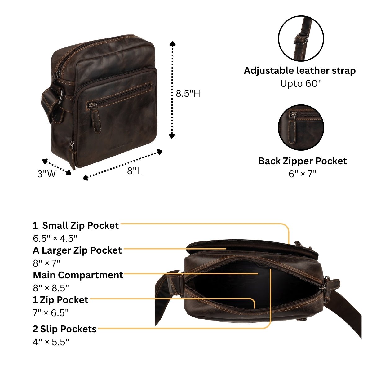 Harbor Leather Crossbody Bag in Brown - Minori Leather