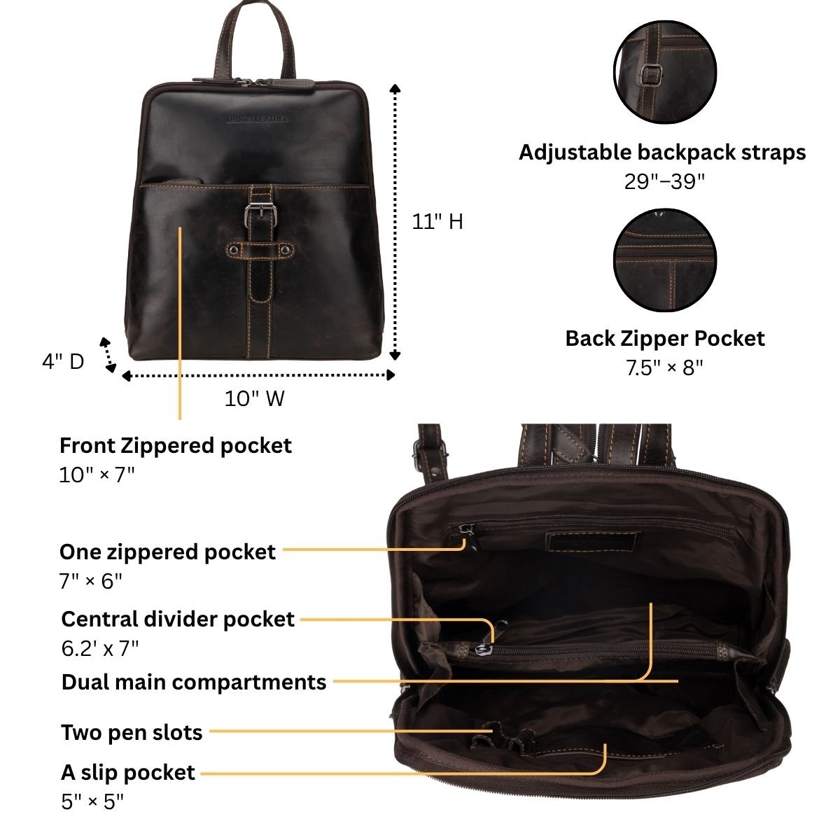 Isla Leather Backpack – Women – Brown - Minori Leather