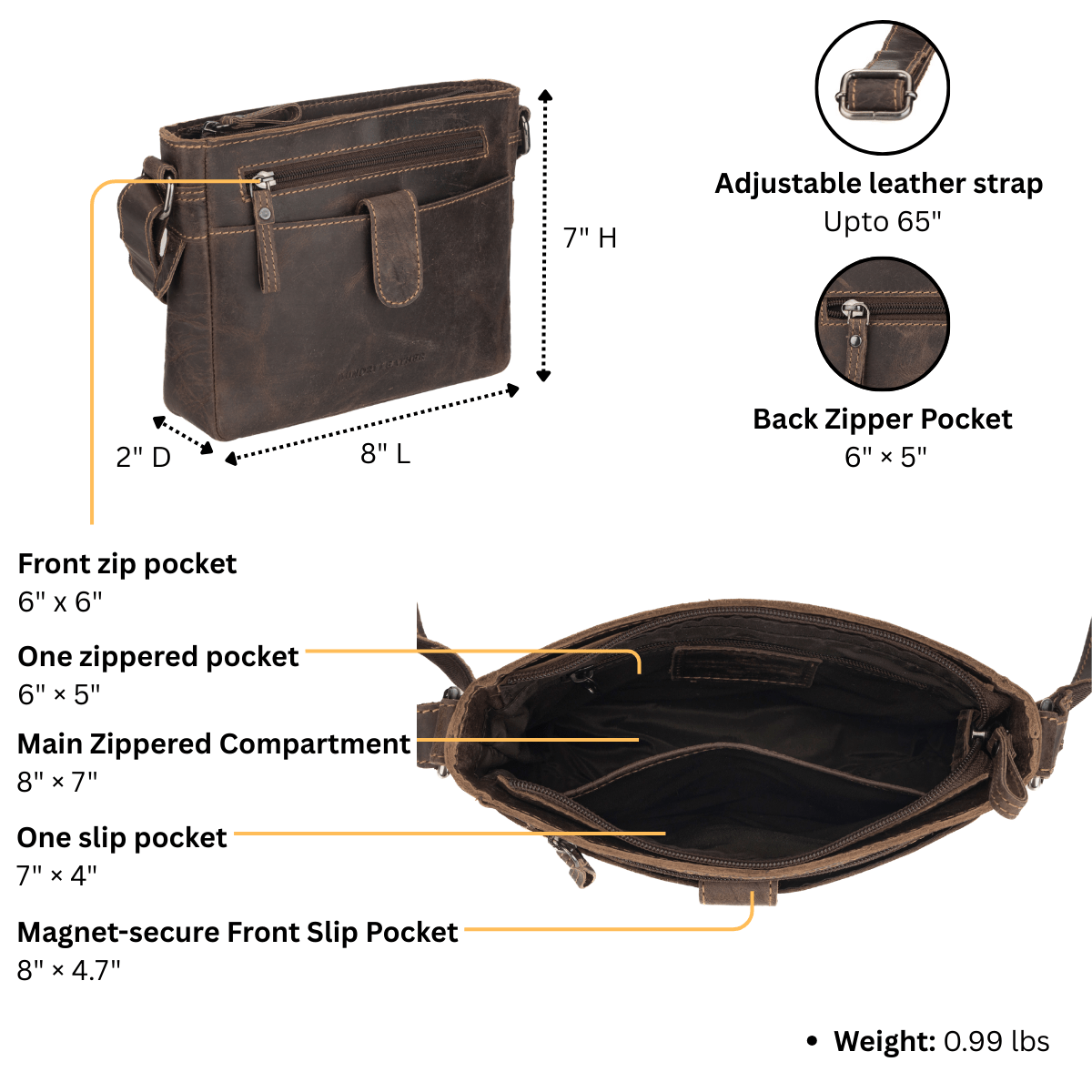 Kingston Crossbody Brown - Minori Leather